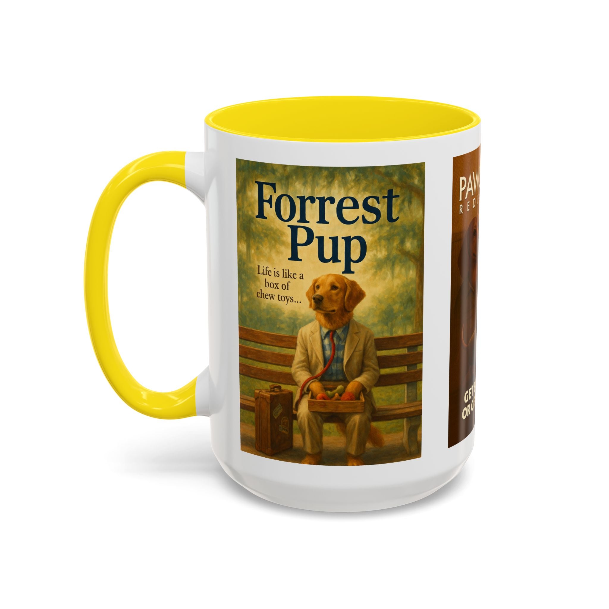 90s Movie Classics Dog Parody Mug – Funny Gift for Forrest Gump, Shawshank Redemption, and Pulp Fiction Fans