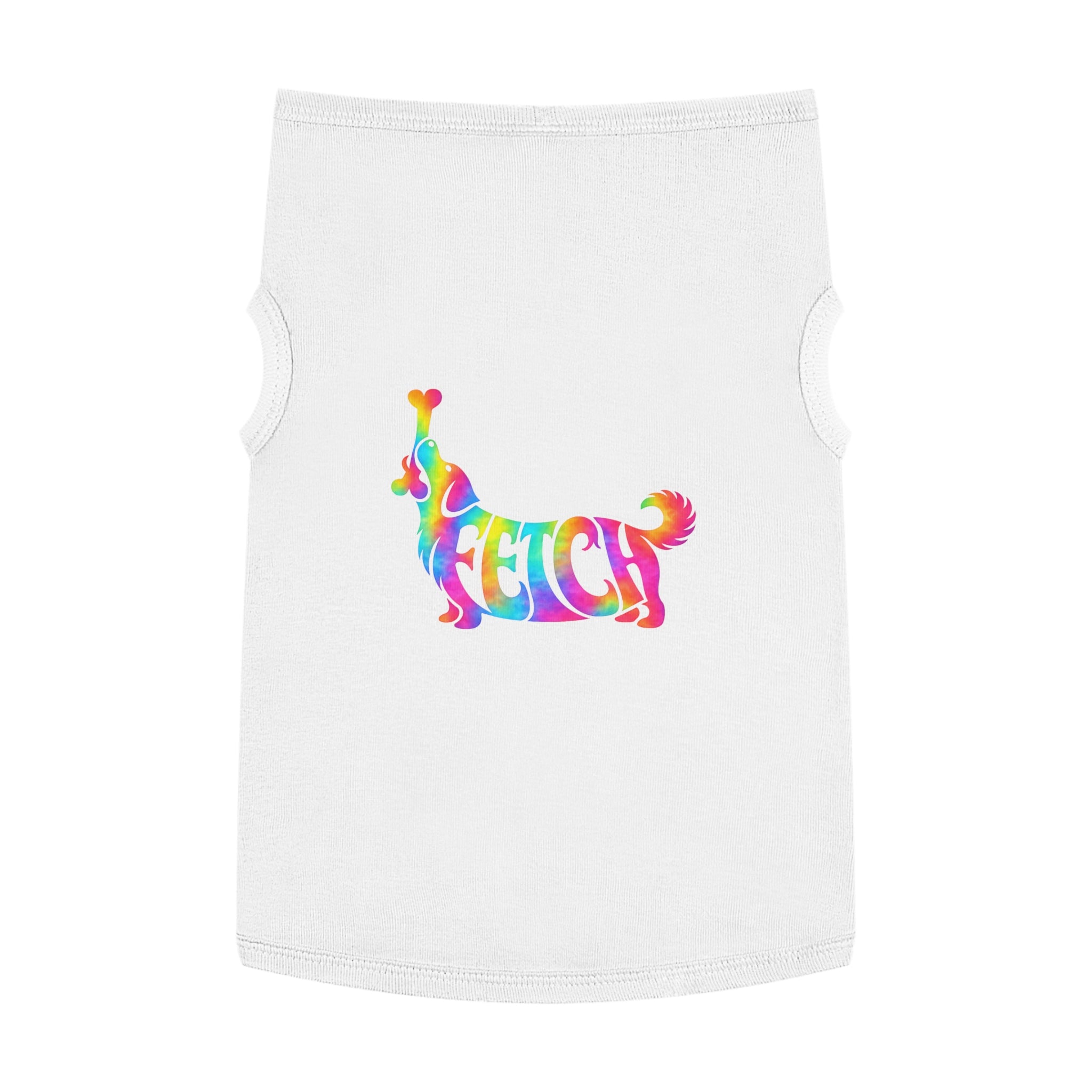 Tie-Dye "FETCH" Dog Tank Top - Colorful Retriever Graphic Pet Shirt