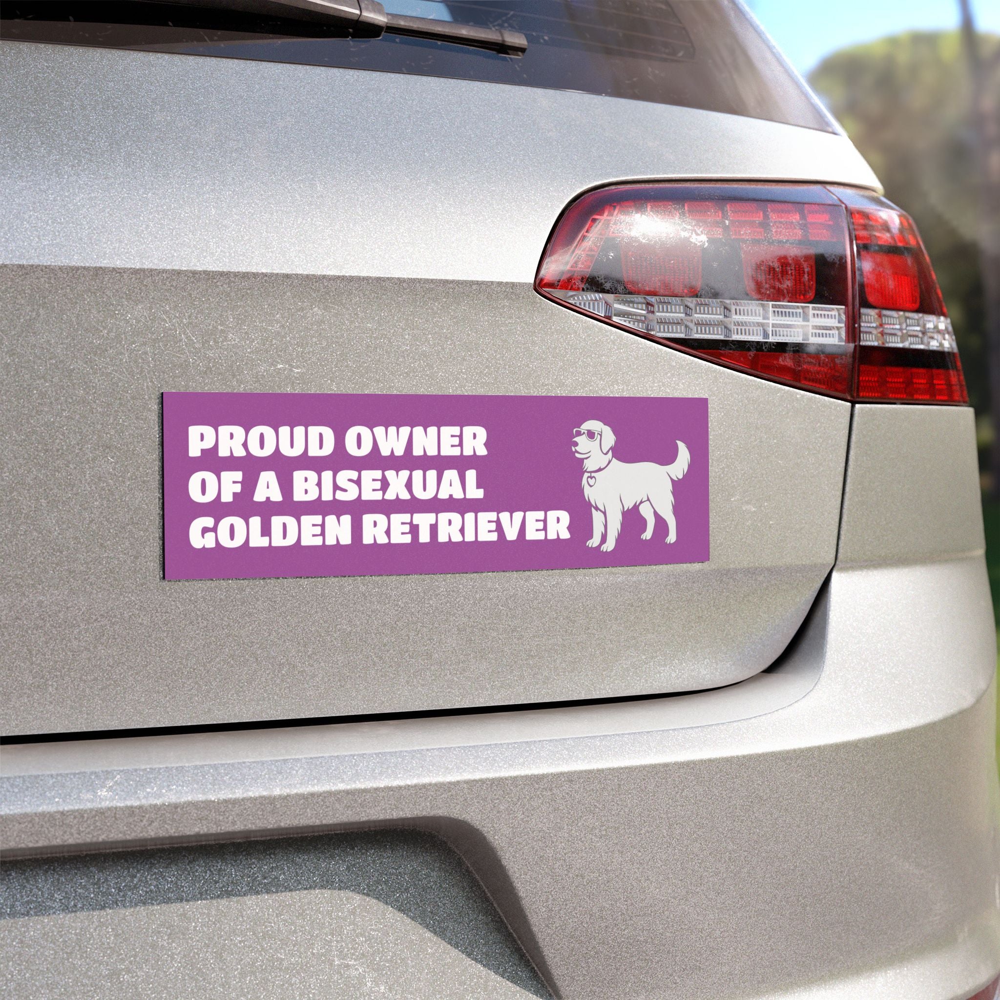 Proud Owner Of A Bisexual Golden Retriever Vehicle Magnet - Funny Car Decoration for Dog Lovers