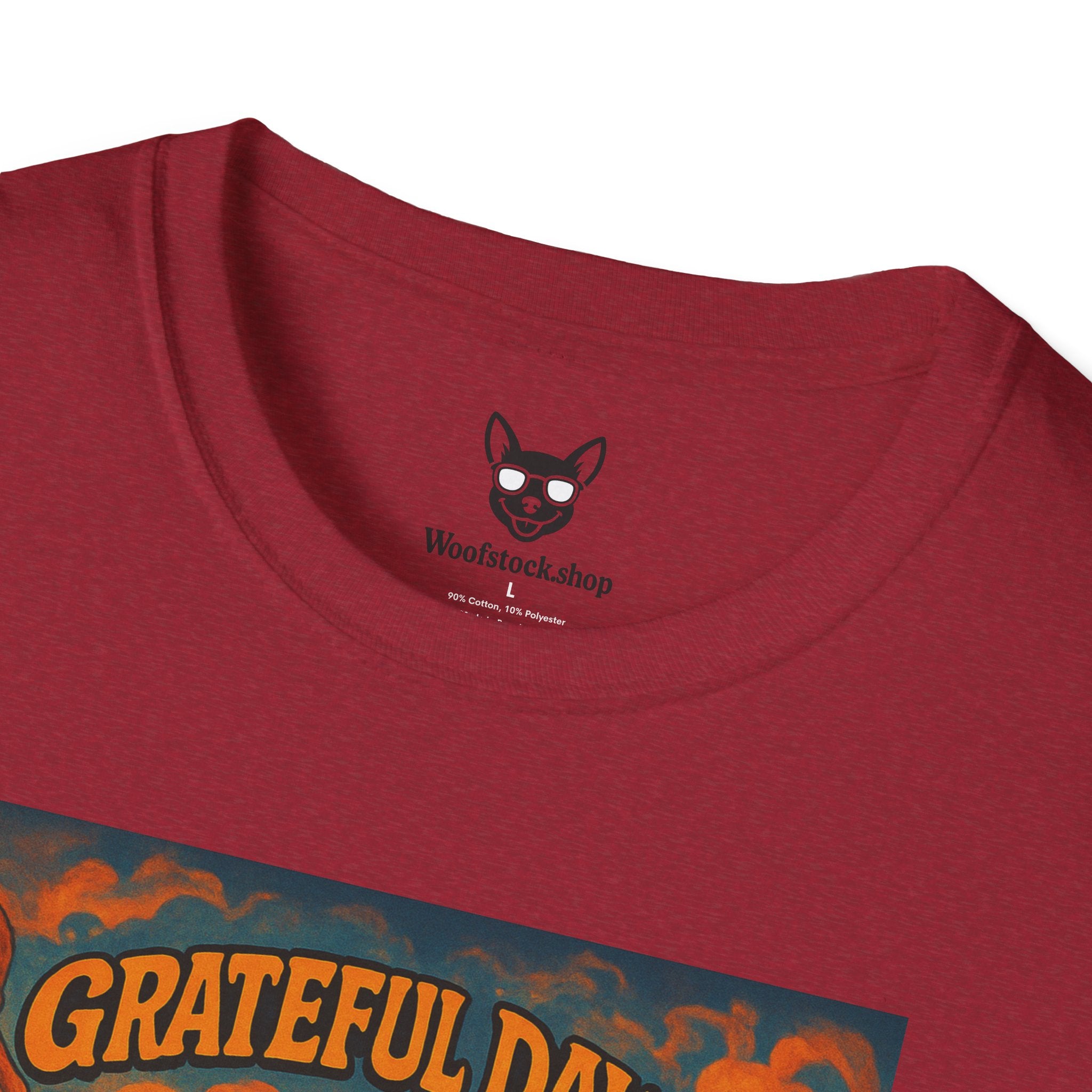 Grateful Dead Concert Poster Dog Parody Unisex Softstyle T-Shirt – Funny Tee for Music and Dog Lovers