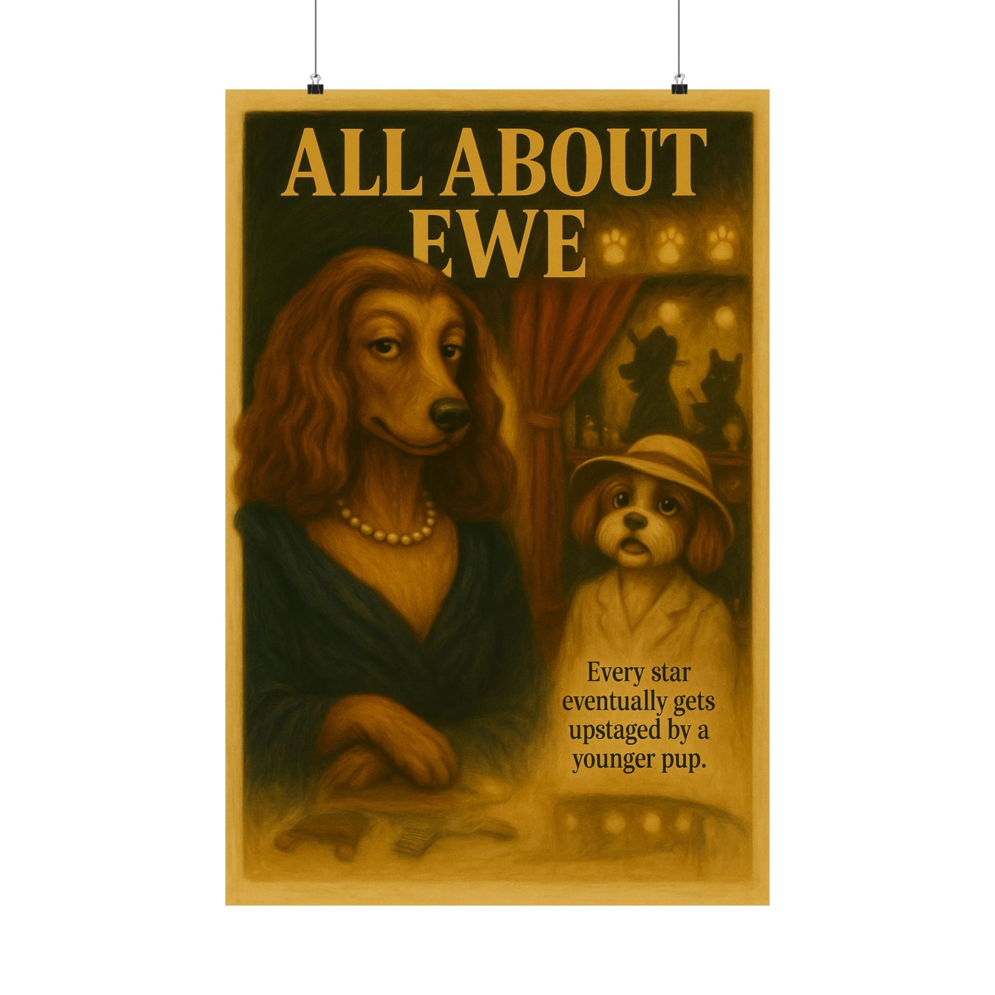 All About Eve Movie Poster Dog Parody -- All About Ewe -- Movie Parody Wall Art -- Perfect for Pet and Movie Lovers