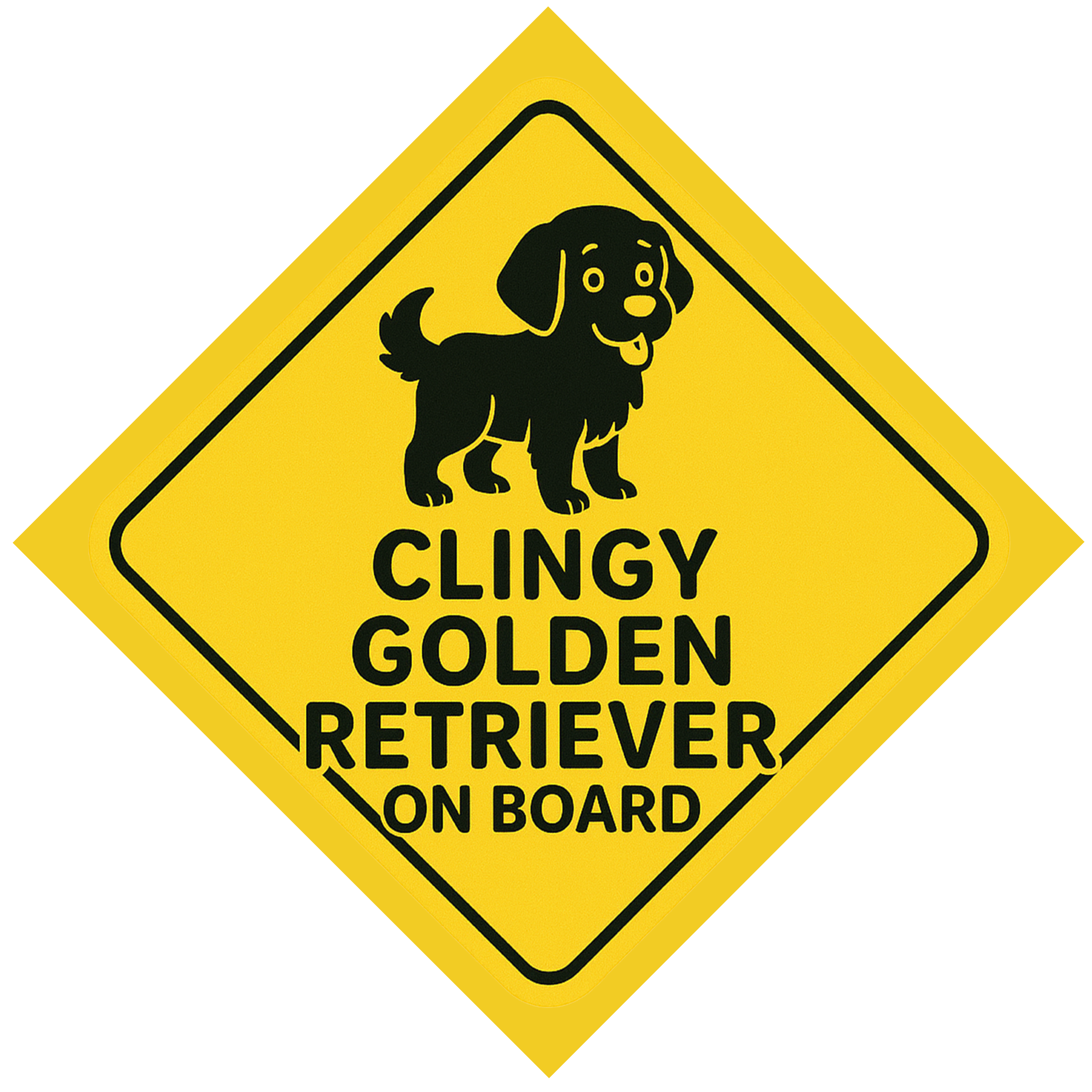 Clingy Golden Retriever On Board Car Magnet