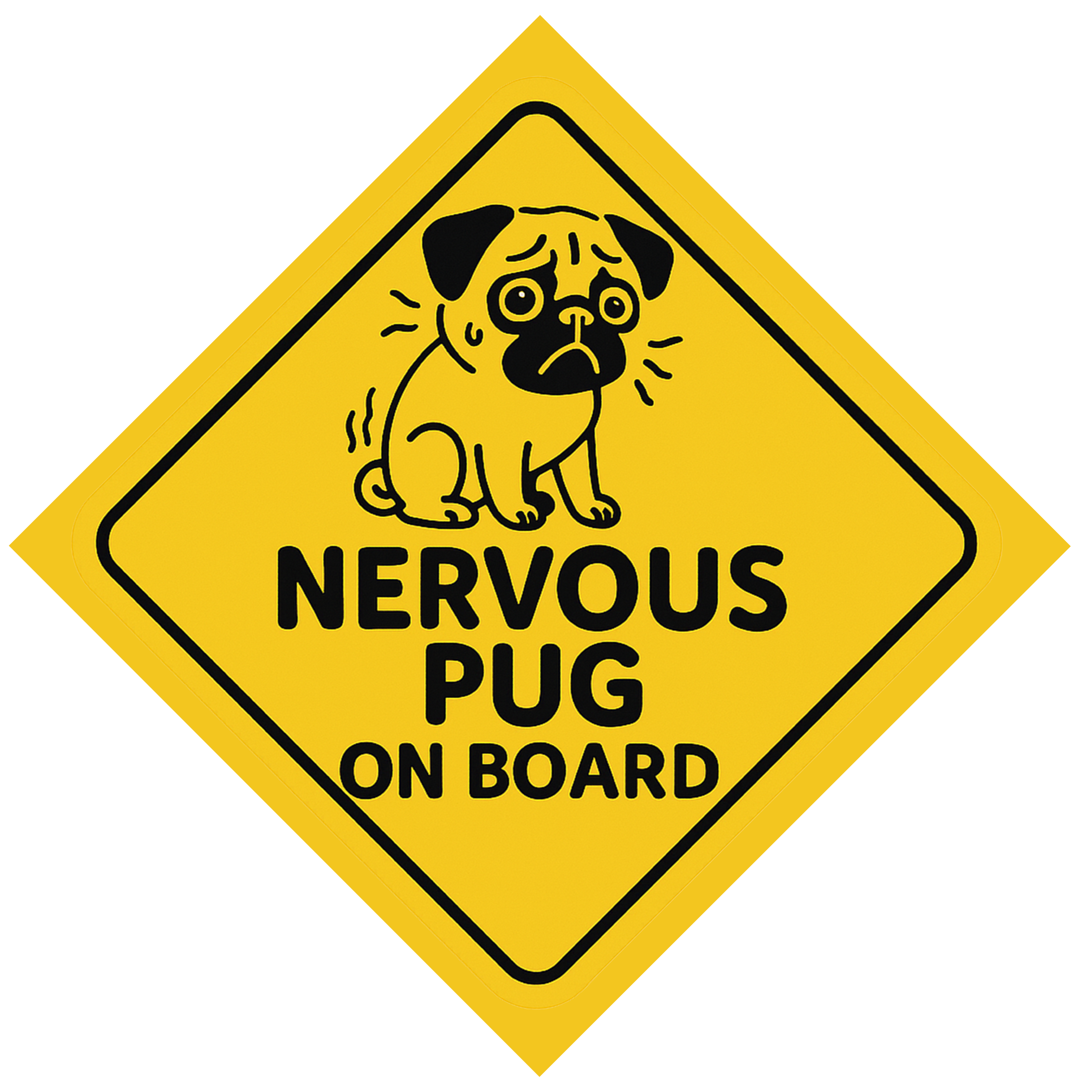 Nervous Pug On Board Car Magnet – Funny Dog Car Accessory for Dog Owners and Lovers