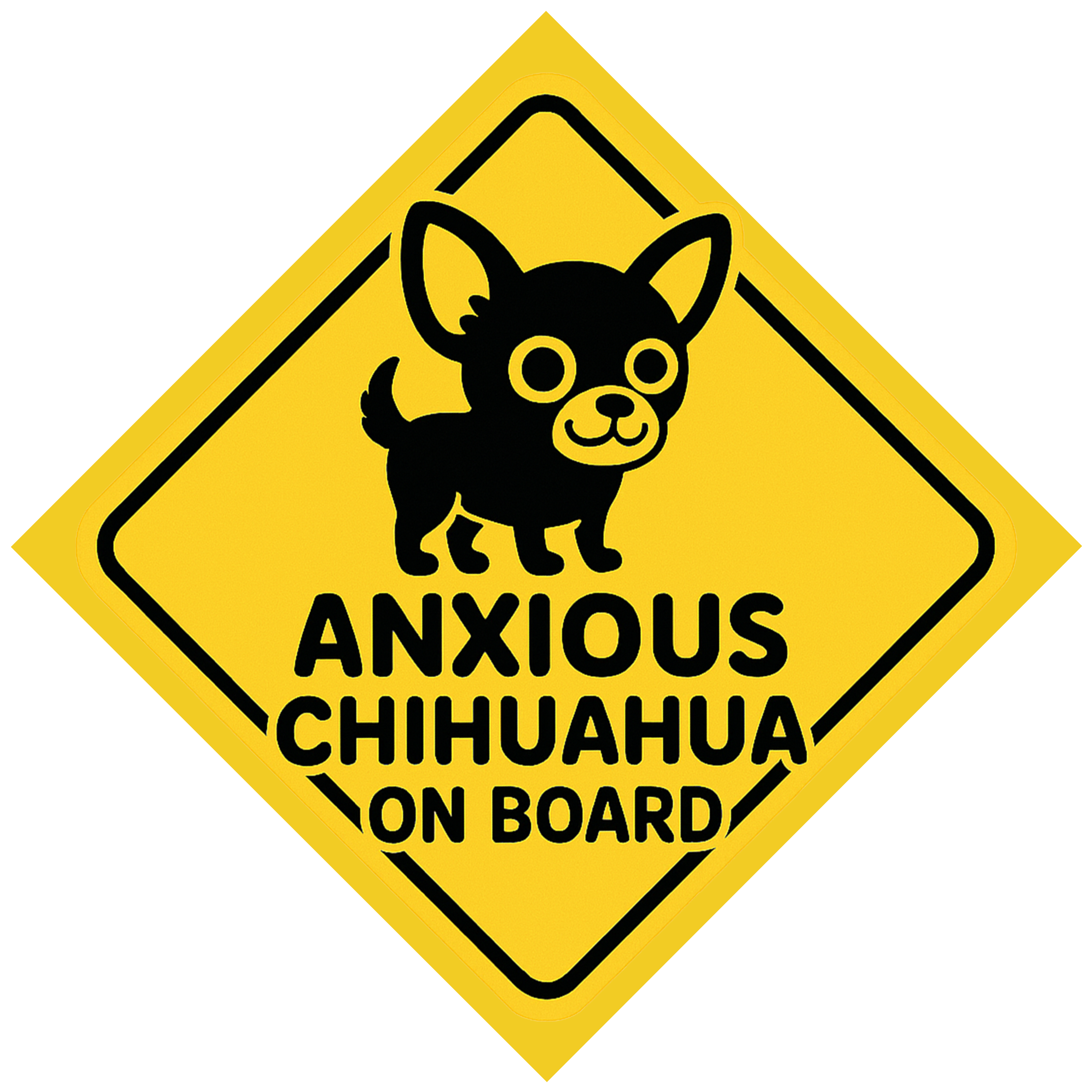 Anxious Chihuahua On Board Car Magnet