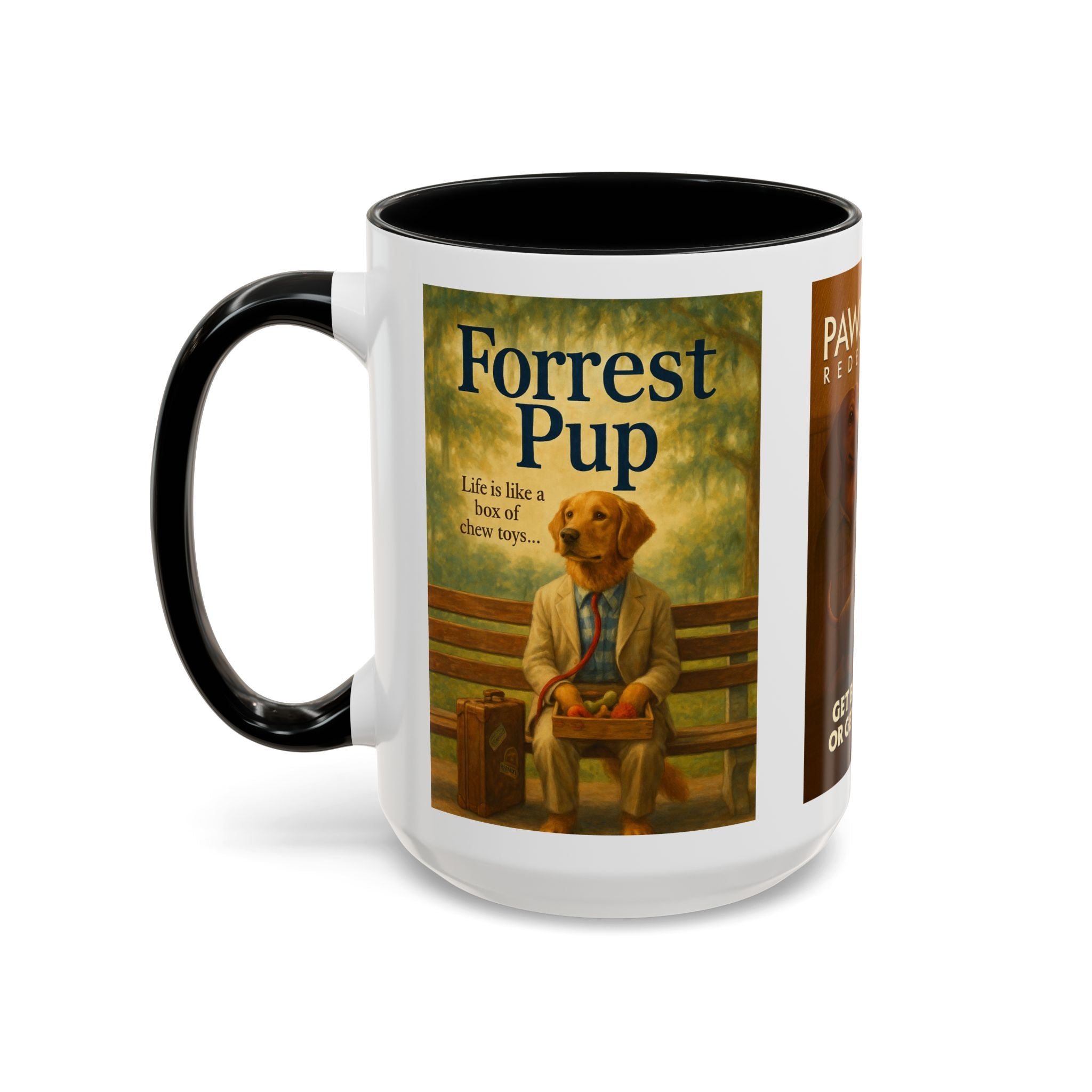 90s Movie Classics Dog Parody Mug – Funny Gift for Forrest Gump, Shawshank Redemption, and Pulp Fiction Fans