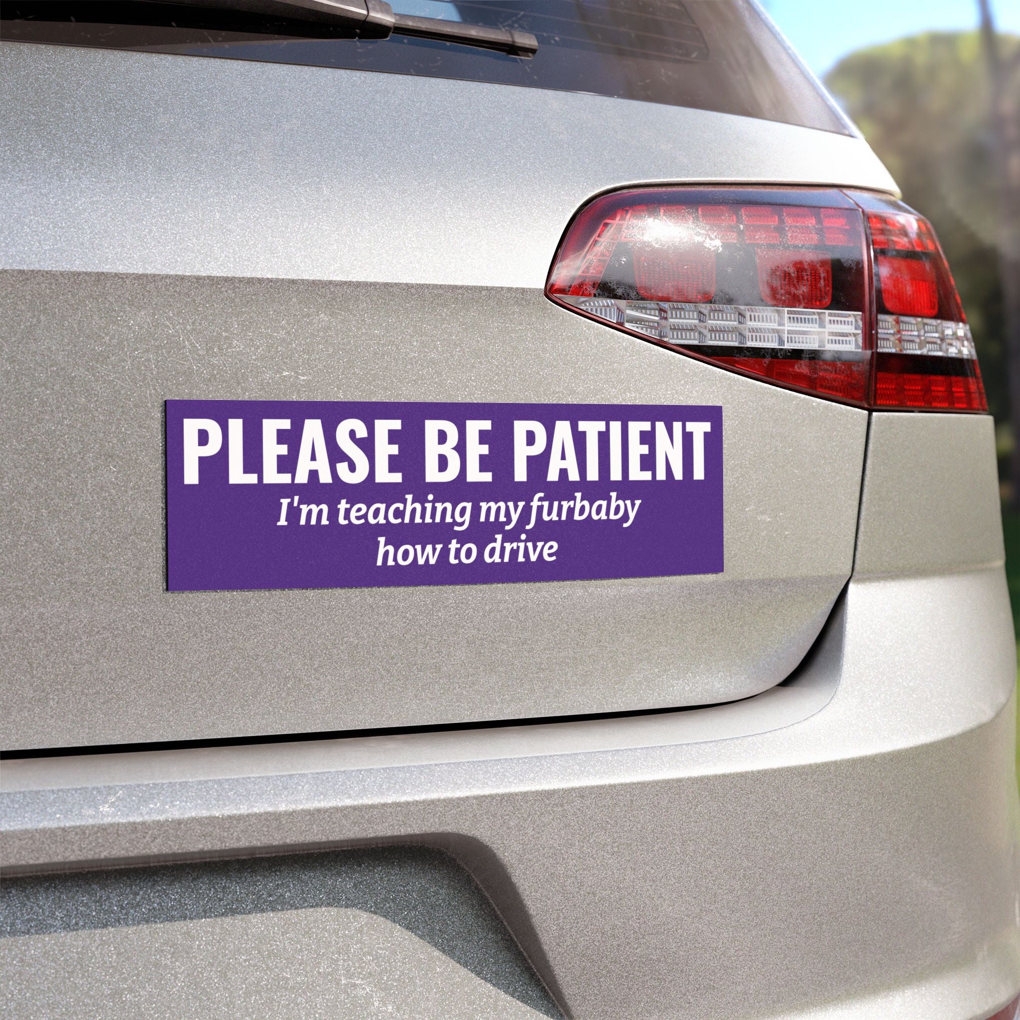 Please Be Patient, I'm Teaching My Dog How to Drive Bumper Magnet (PURPLE)