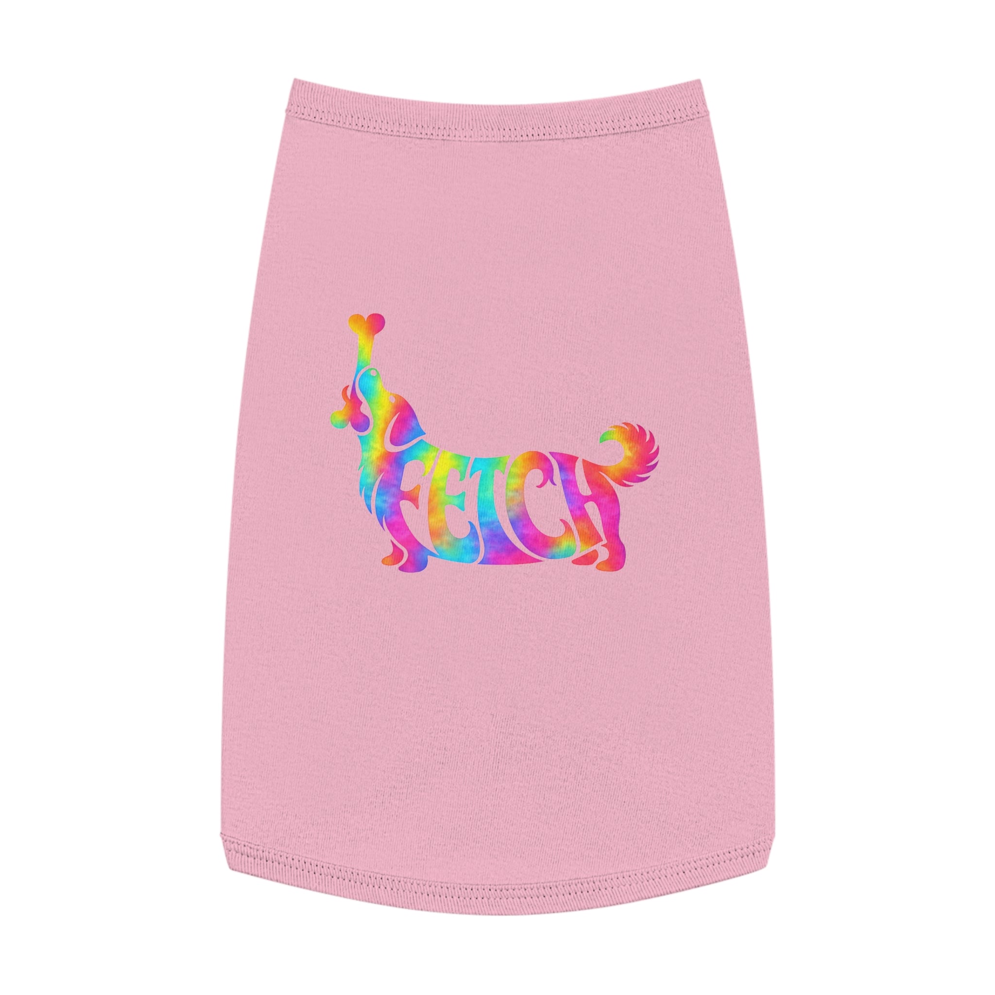 Tie-Dye "FETCH" Dog Tank Top - Colorful Retriever Graphic Pet Shirt