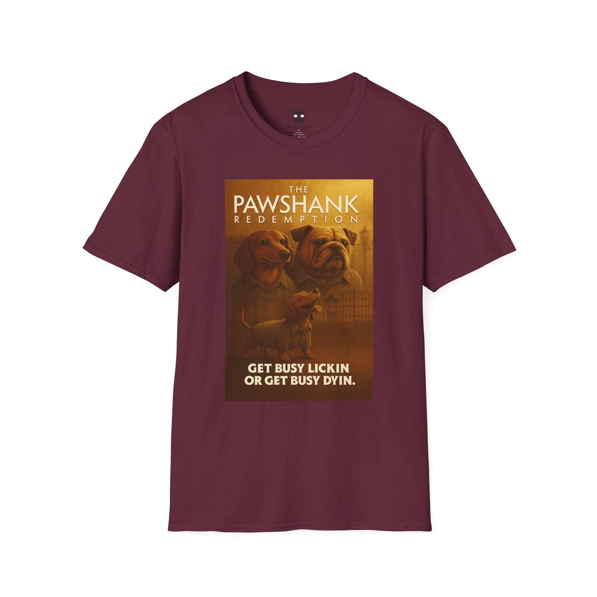The Shawshank Redemption Movie Poster Dog Parody Unisex Softstyle T-Shirt -- Funny Dog Movie Tee for Film and Dog Lovers