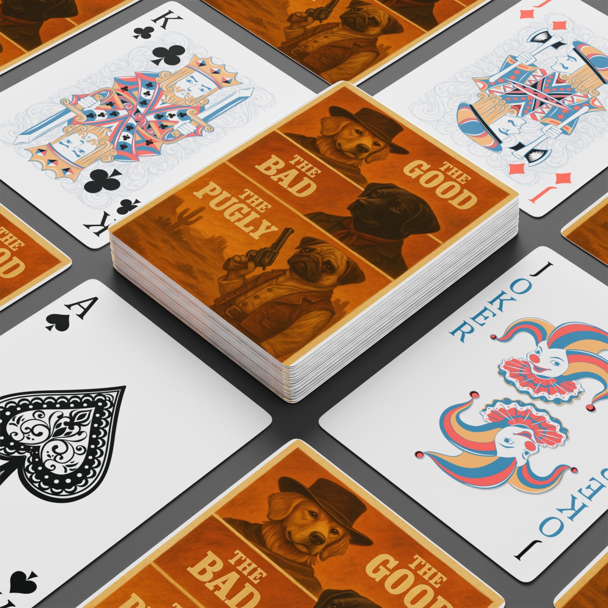 The Good, The Bad, and The Pugly Playing Cards | Funny Gift for Dog Lovers and Movie Fans
