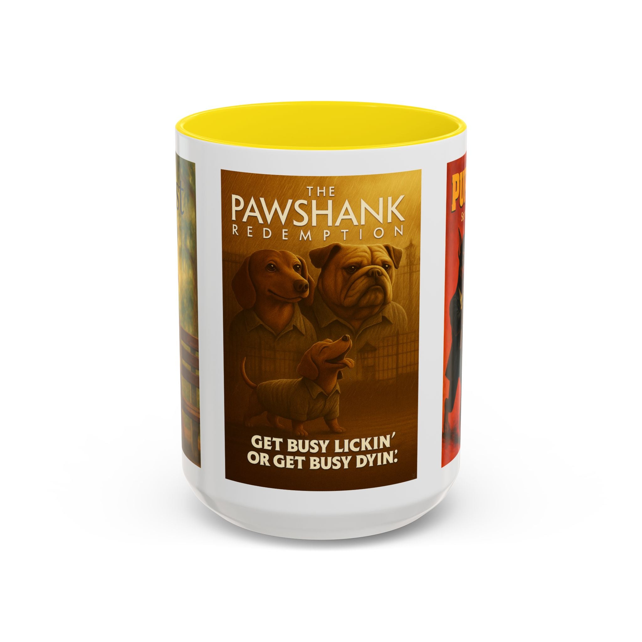 90s Movie Classics Dog Parody Mug – Funny Gift for Forrest Gump, Shawshank Redemption, and Pulp Fiction Fans