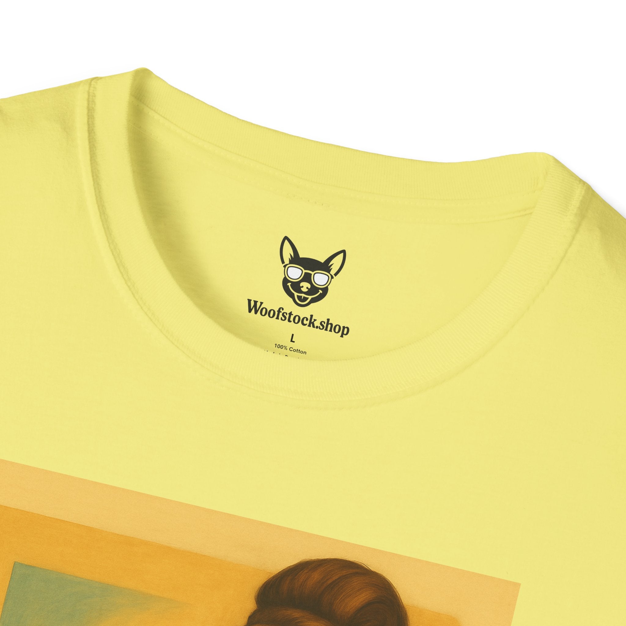 Breakfast at Tiffany's Movie Poster Dog Parody Unisex Softstyle T-Shirt -- Funny Audrey Hepburn Movie Tee for Film and Dog Lovers