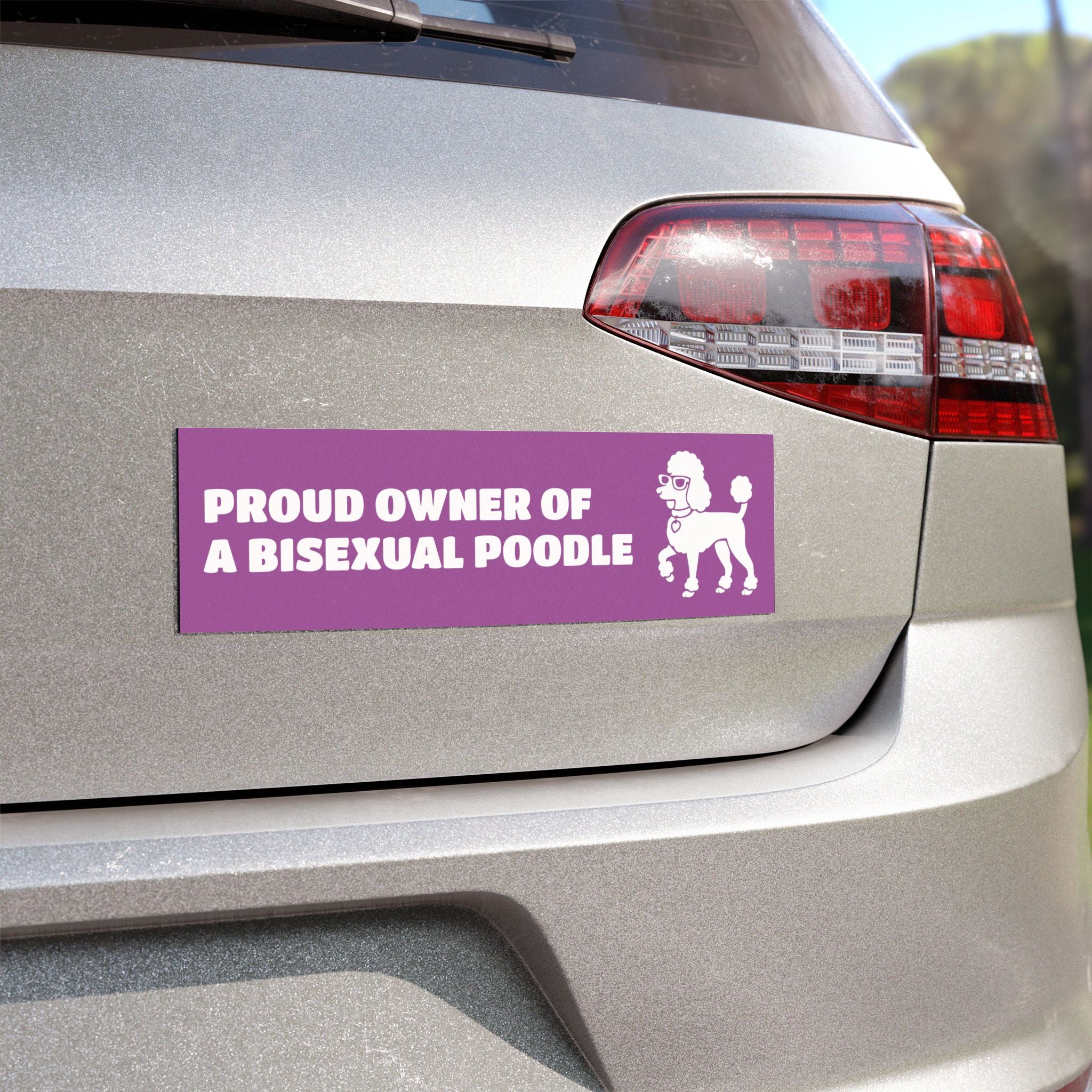 Proud Owner Of A Bisexual Poodle Vehicle Magnet - Funny Car Decoration for Dog Lovers