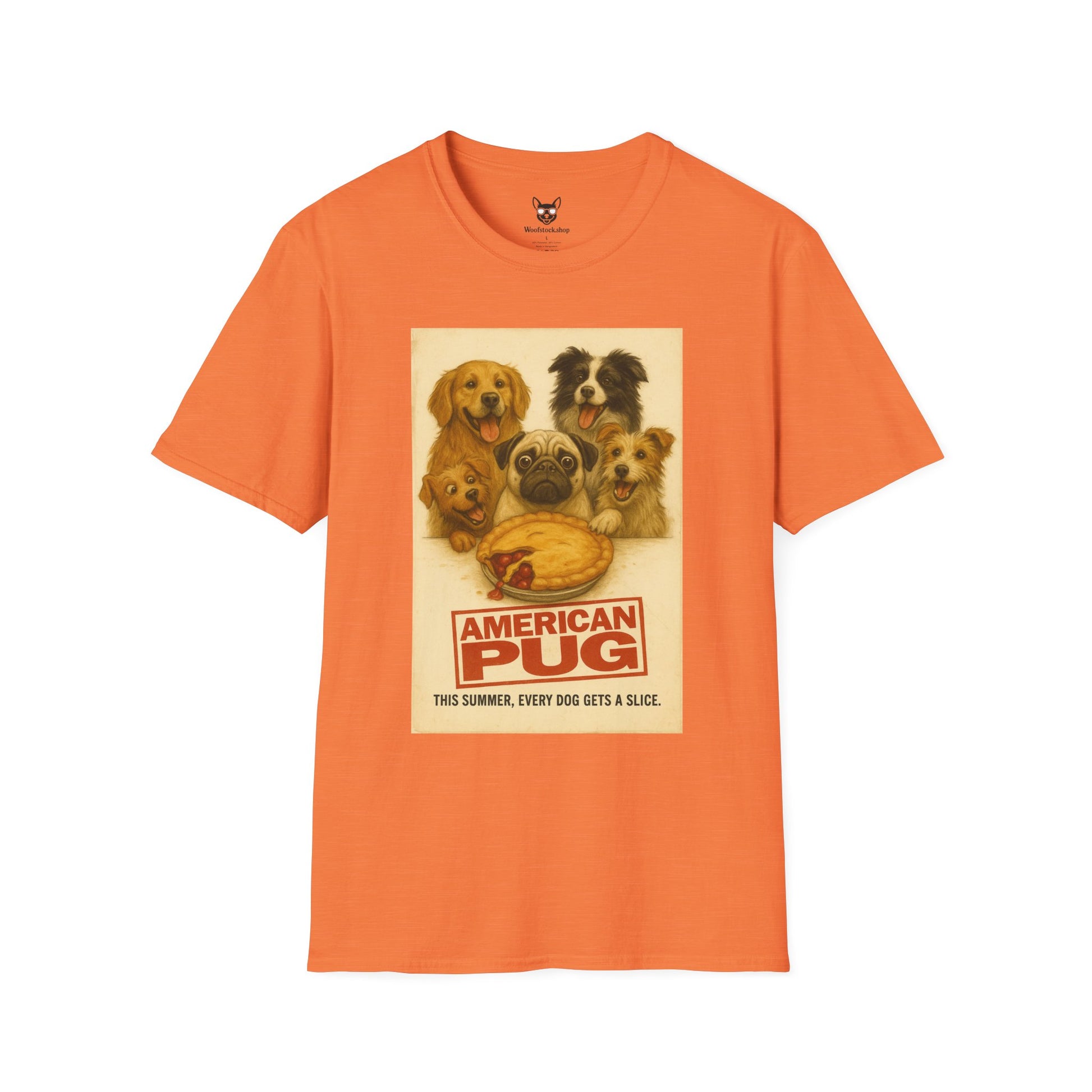 American Pie Movie Poster Dog Parody Unisex Softstyle T-Shirt -- Funny Dog Movie Tee for Film and Dog Lovers