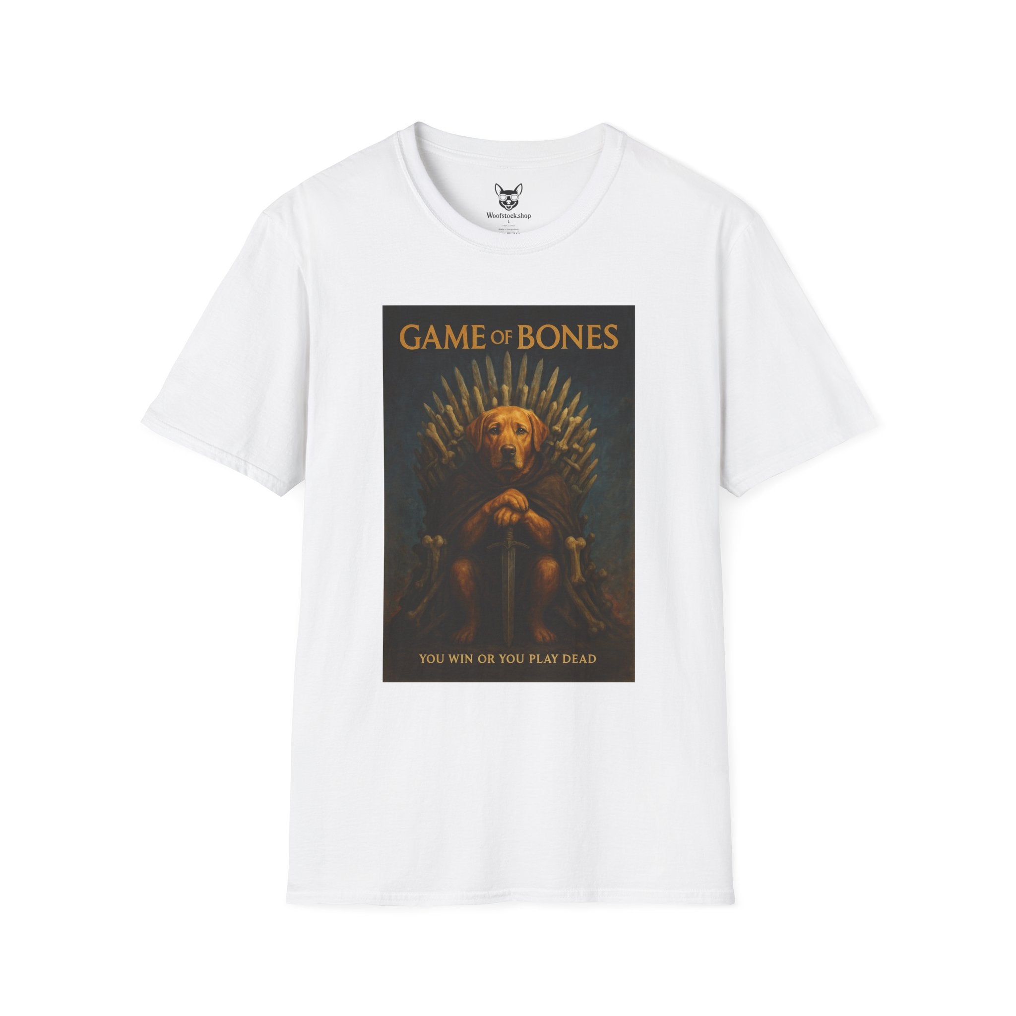 Game of Thrones TV Poster Dog Parody Unisex Softstyle T-Shirt -- Funny Dog Tee for TV and Dog Lovers