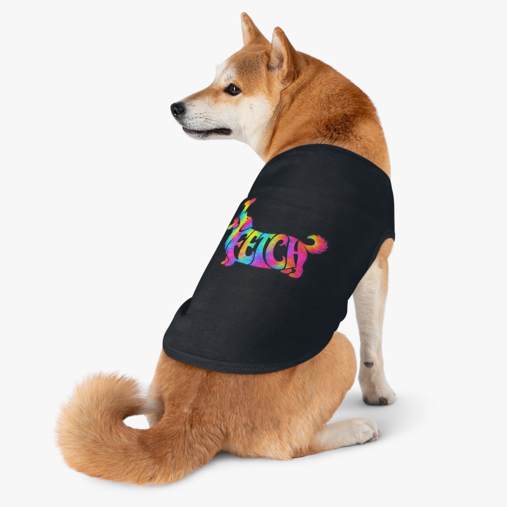 Tie-Dye "FETCH" Dog Tank Top - Colorful Retriever Graphic Pet Shirt