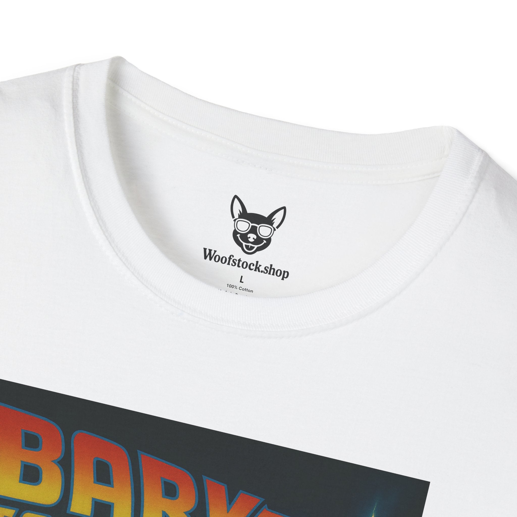 Back to the Future Movie Poster Dog Parody Unisex Softstyle T-Shirt -- Funny Dog Movie Tee for Film and Dog Lovers
