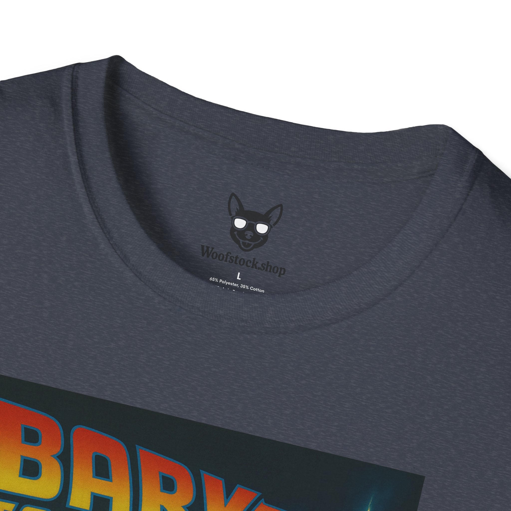 Back to the Future Movie Poster Dog Parody Unisex Softstyle T-Shirt -- Funny Dog Movie Tee for Film and Dog Lovers