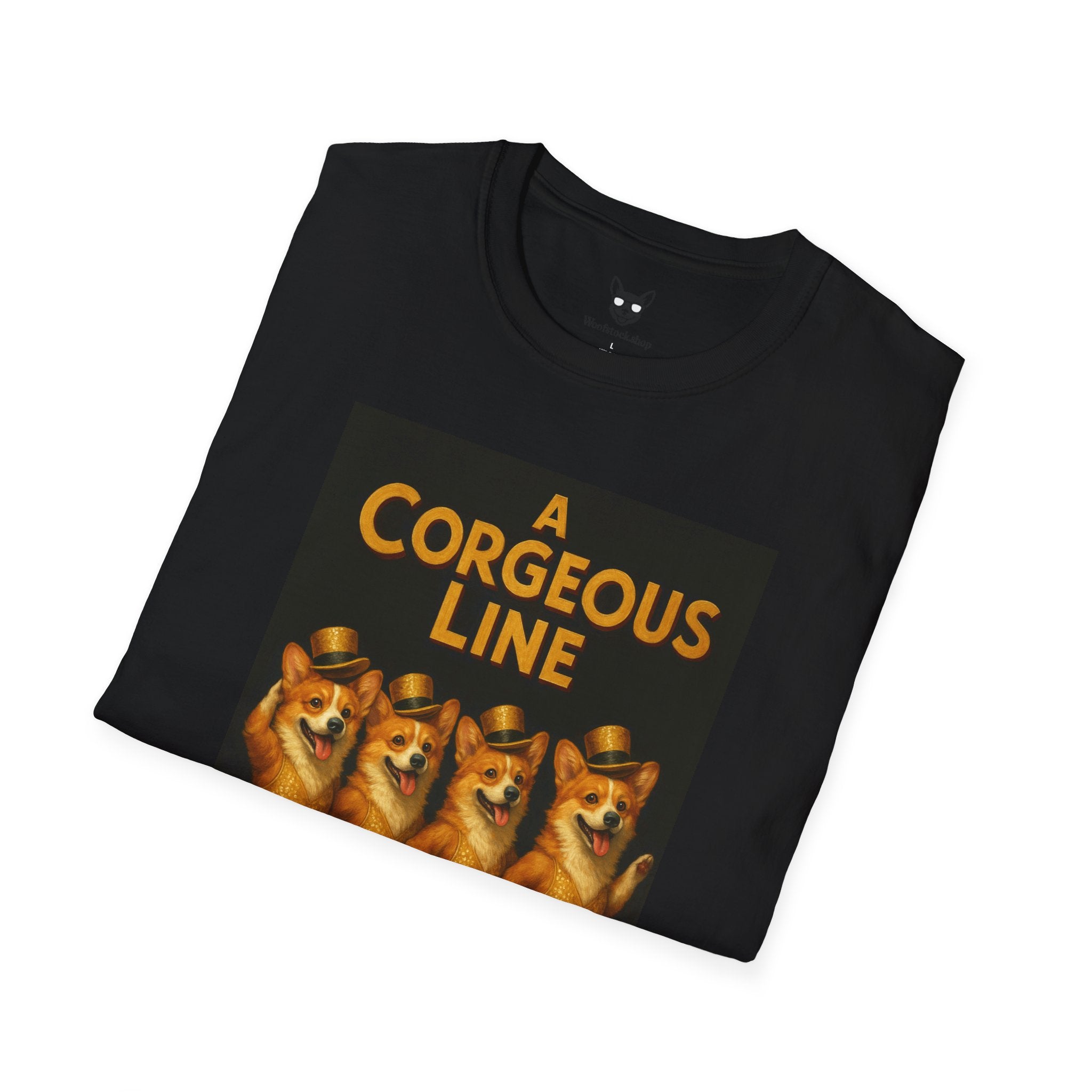 A Chorus Line Broadway Poster Dog Parody Unisex Softstyle T-Shirt -- Funny Tee for Broadway and Dog Lovers