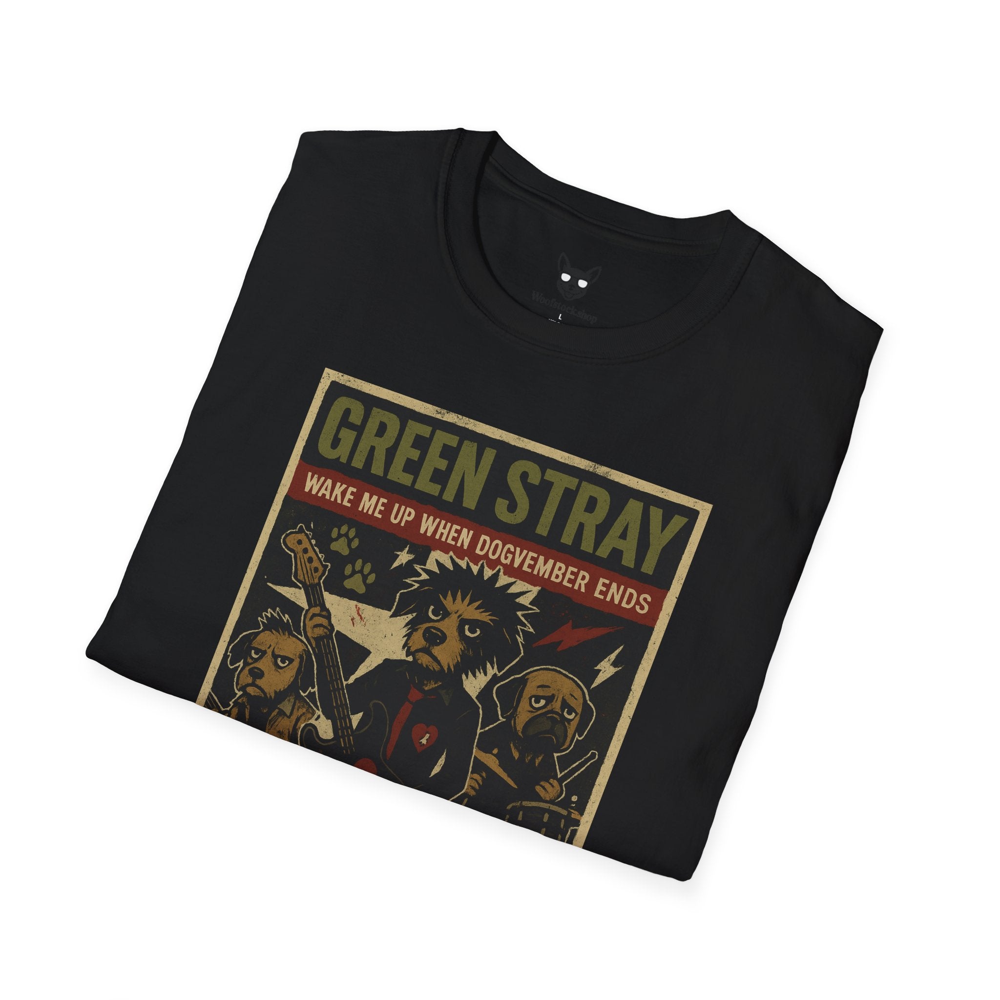 Green Day Concert Poster Dog Parody Unisex Softstyle T-Shirt – Funny Tee for Music and Dog Lovers