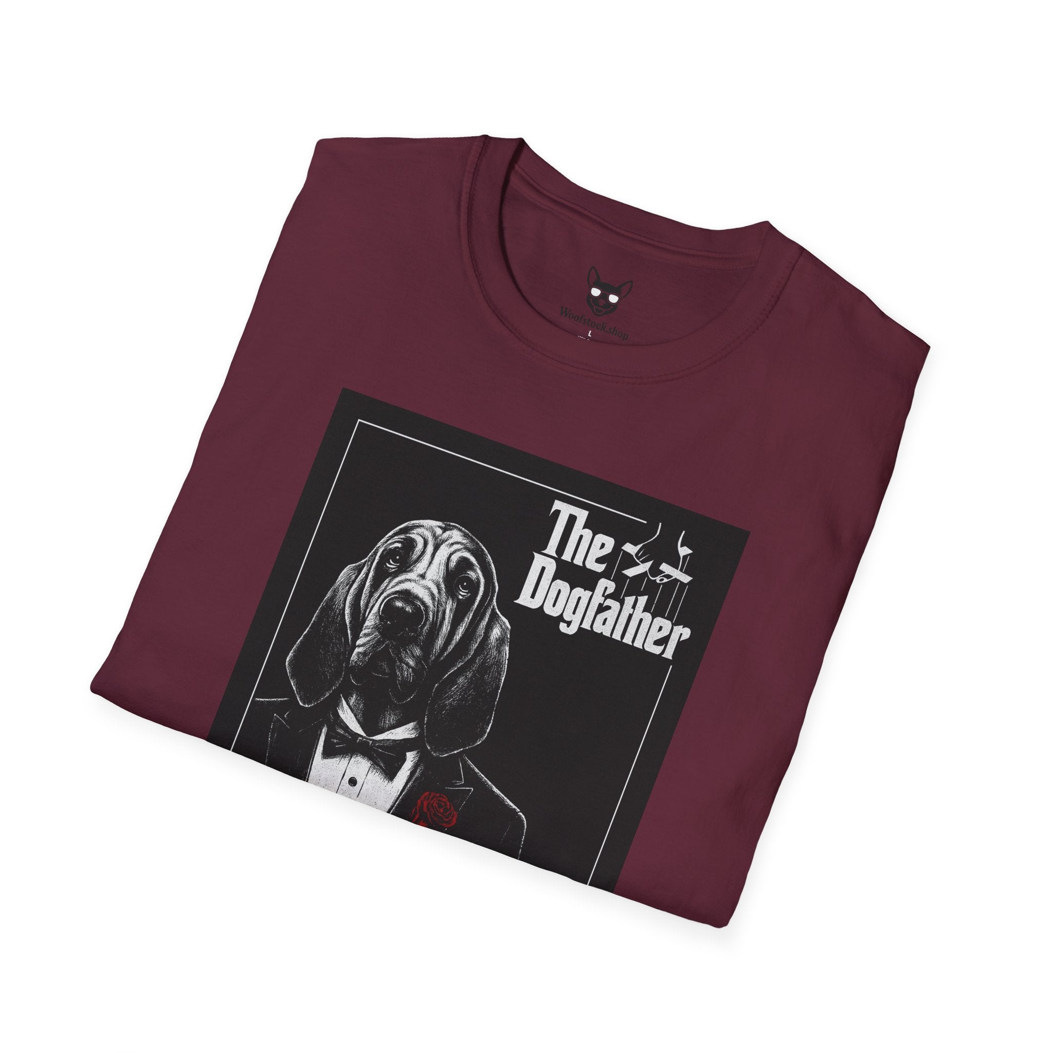 The Godfather Movie Poster Dog Parody Unisex Softstyle T-Shirt – Funny Movie Tee for Film and Dog Lovers