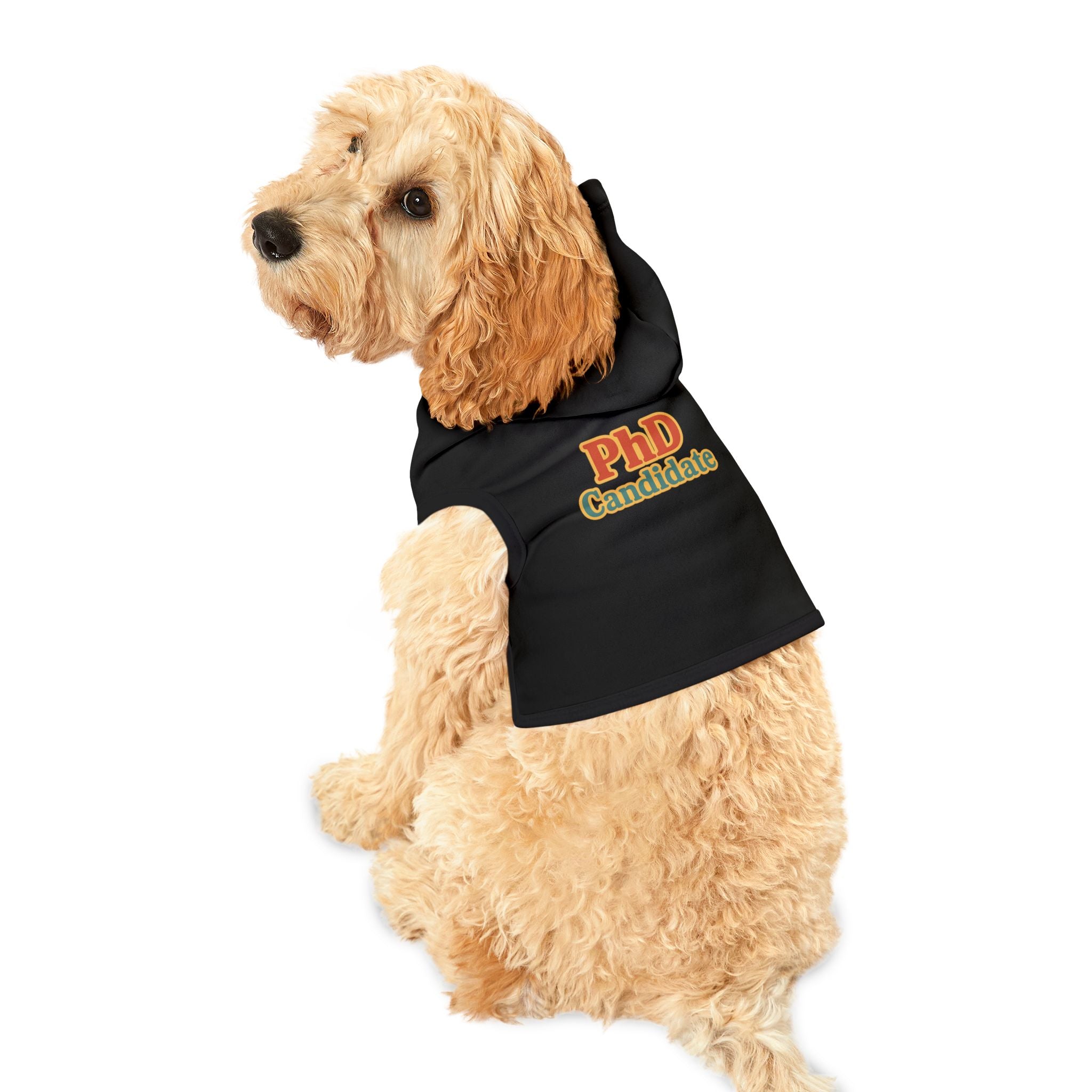 PhD Candidate Dog Hoodie – Funny Academic Pet Sweatshirt for Overachieving Pups