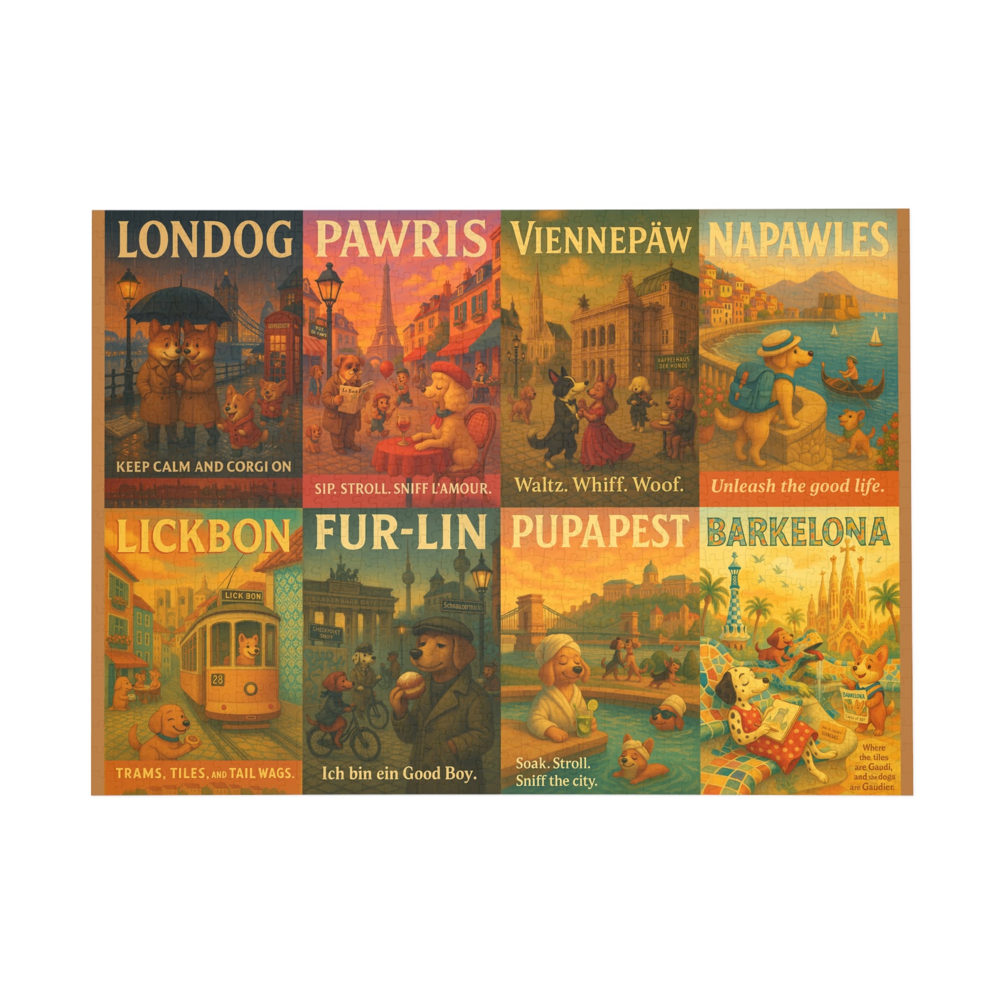 Vintage Dog Travel Collage Puzzle