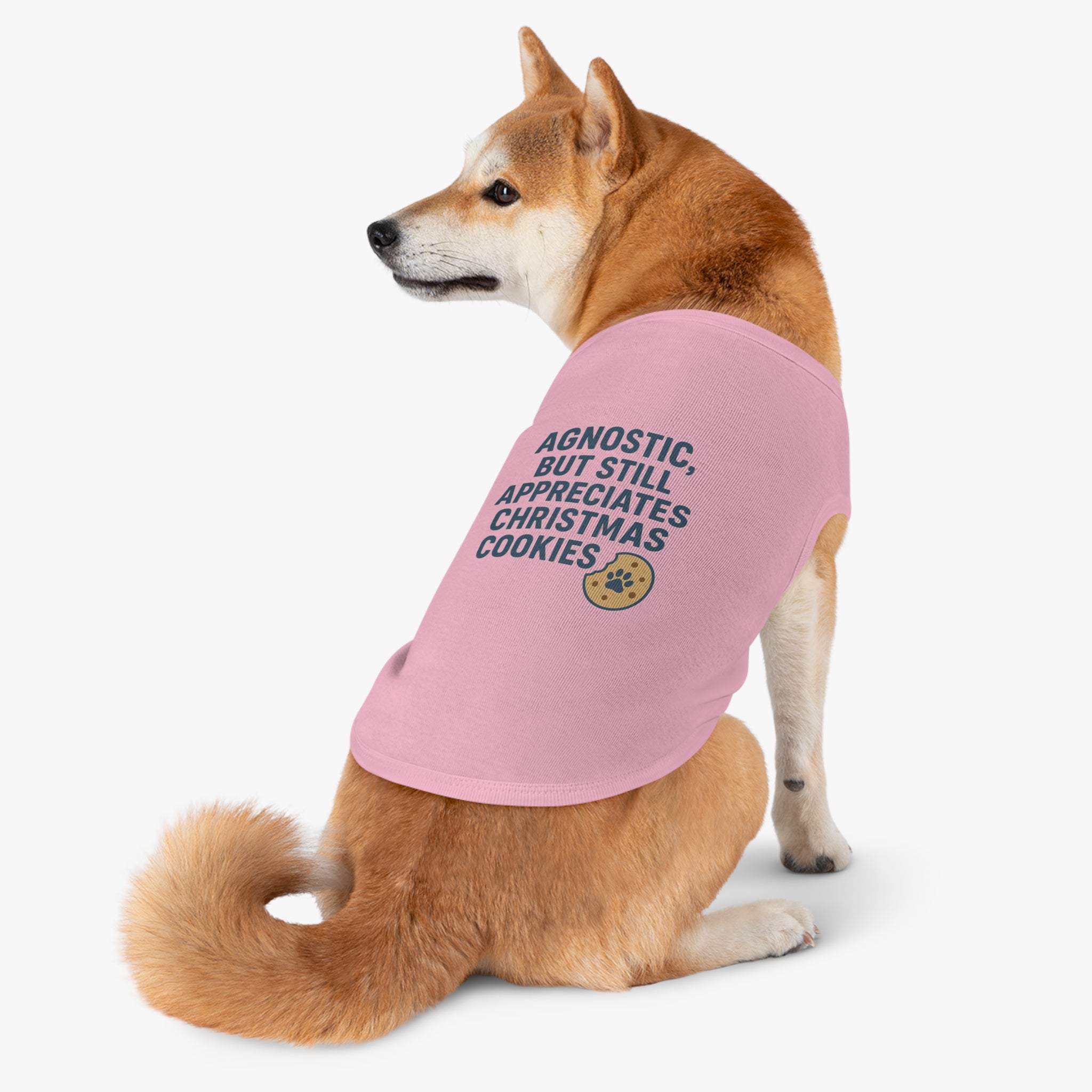 Agnostic, But Still Appreciates Christmas Cookies Dog Tank Top -- Funny Christmas Apparel for Dogs