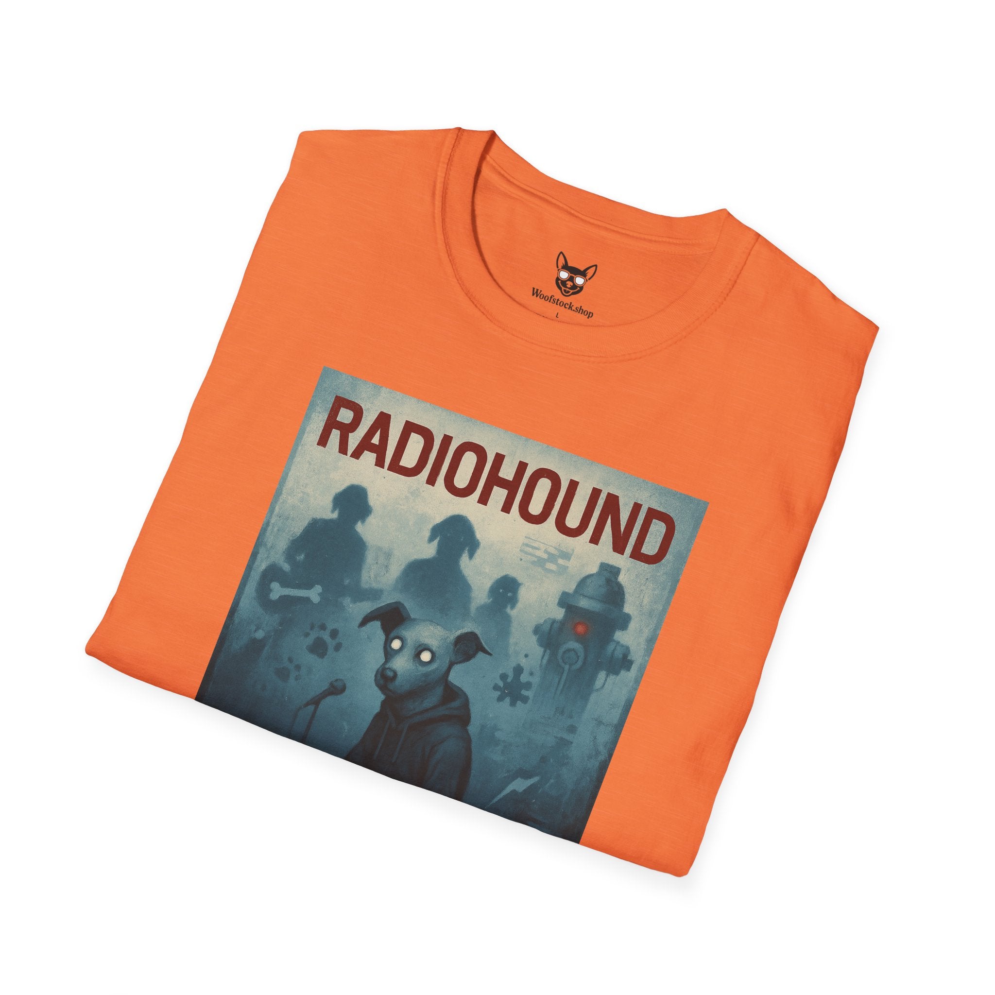 Radiohead Concert Poster Dog Parody Unisex Softstyle T-Shirt -- Funny Rock Tee for Music and Dog Lovers