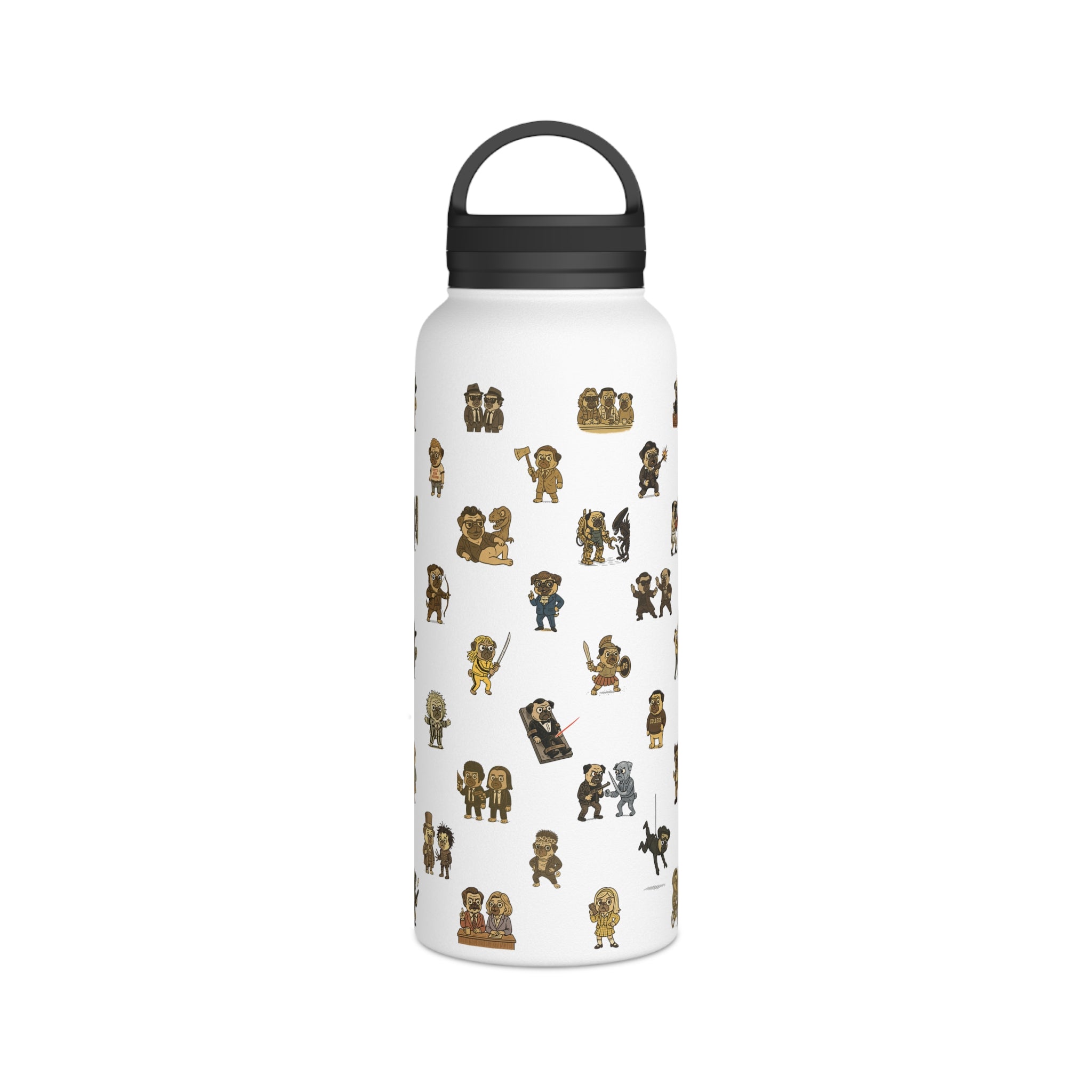 Movie Pugs Water Bottle – Funny Drinkware Dog Lovers and Cinema Fans