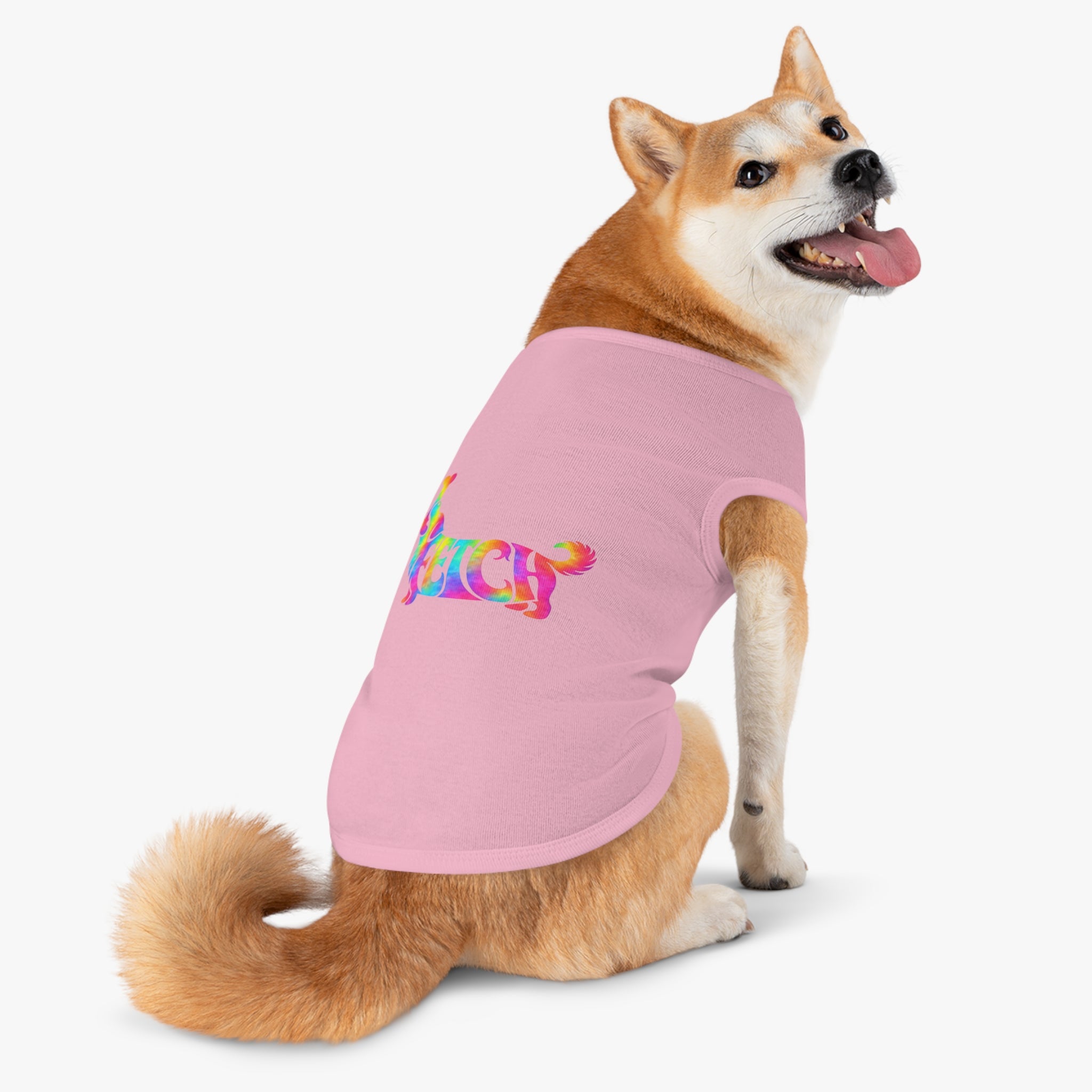 Tie-Dye "FETCH" Dog Tank Top - Colorful Retriever Graphic Pet Shirt
