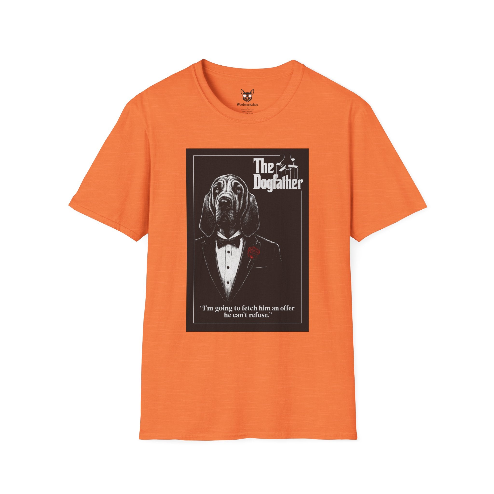 The Godfather Movie Poster Dog Parody Unisex Softstyle T-Shirt – Funny Movie Tee for Film and Dog Lovers