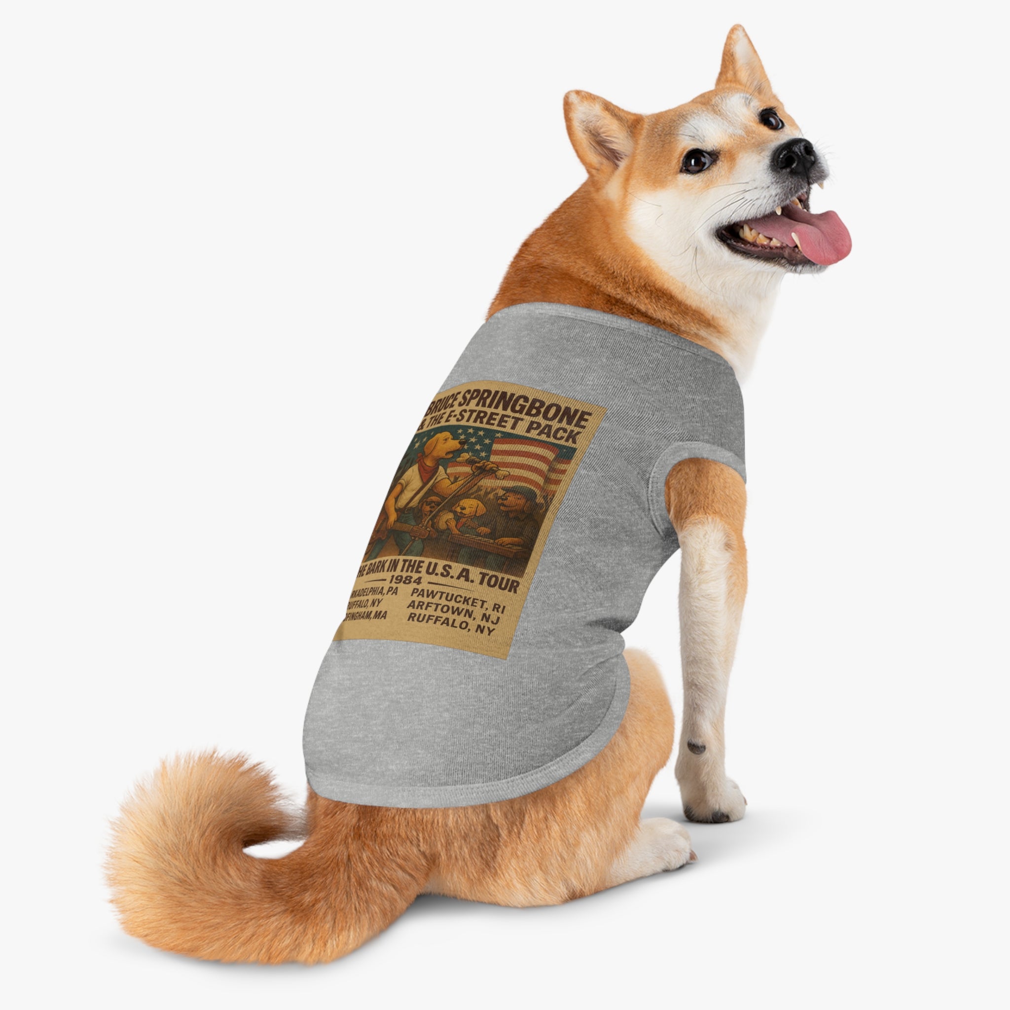 Bruce Springbone Pug Pet Tank Top-- Funny Parody Concert Shirt for Dog Lovers