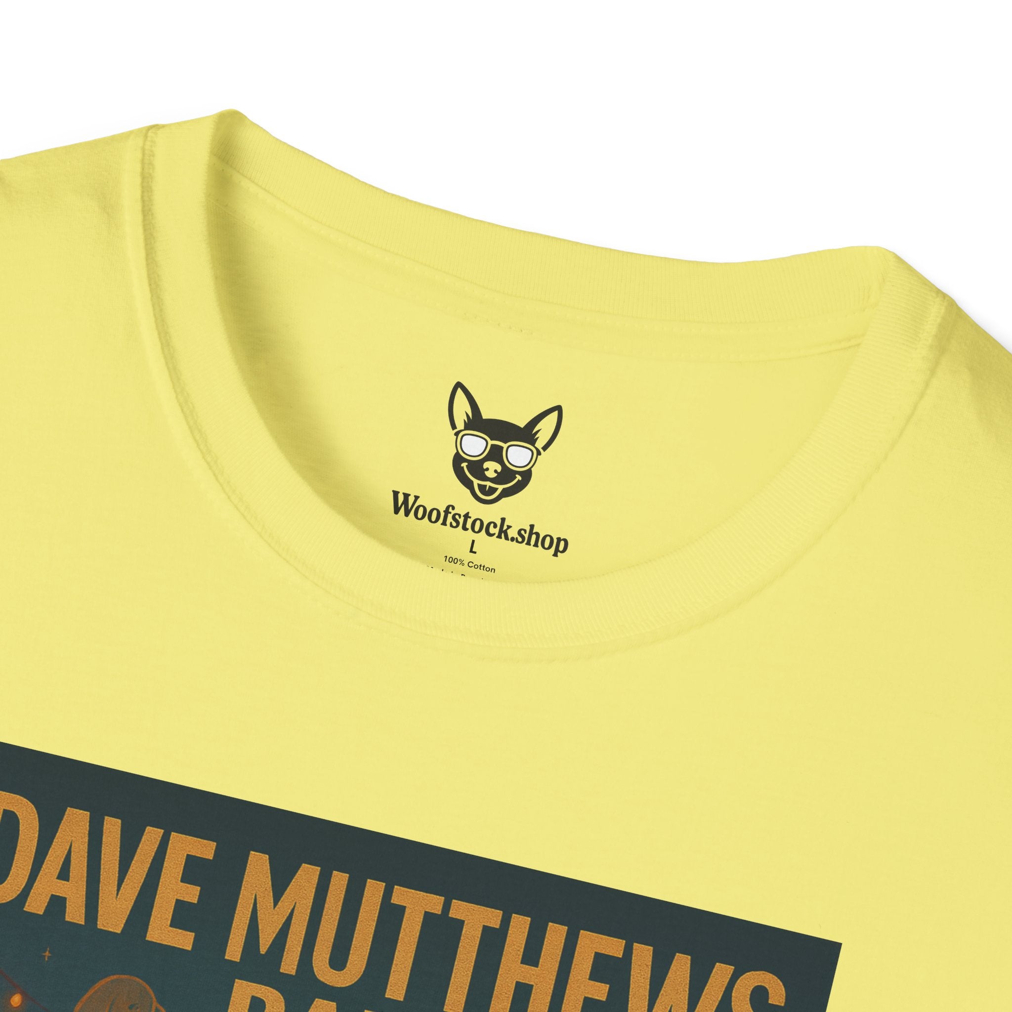 Dave Matthews Band Concert Poster Dog Parody Unisex Softstyle T-Shirt -- Funny Dog Concert Tee for Music and Dog Lovers