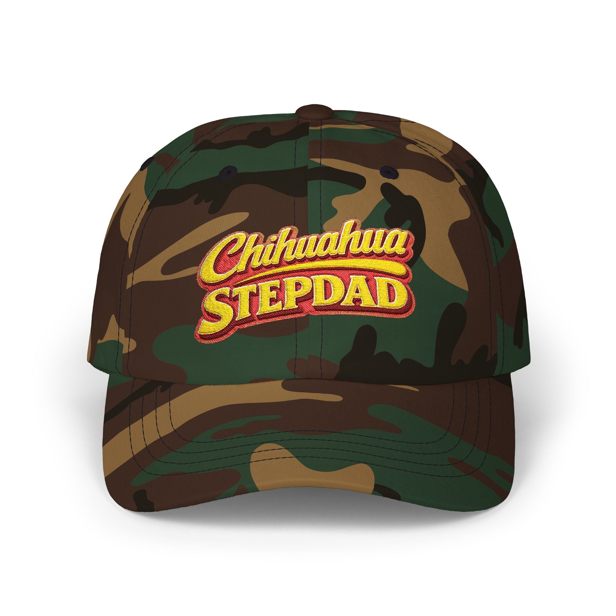 Chihuahua Dachshund Stepdad Dad Cap — Embroidered White Baseball Hat for Dog Lovers