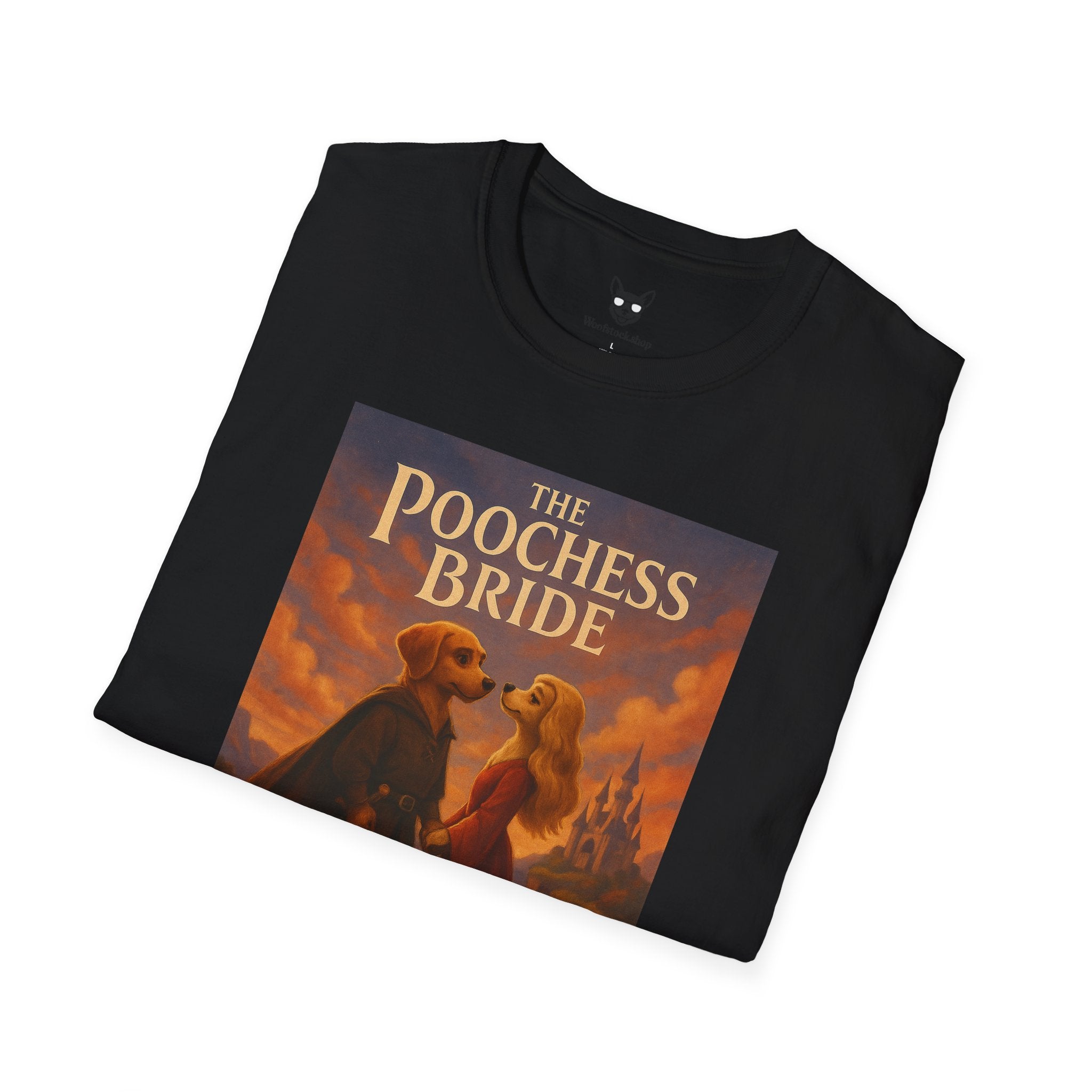 The Princess Bride Poster Dog Parody Unisex Softstyle T-Shirt -- Funny Audrey Hepburn Movie Tee for Film and Dog Lovers
