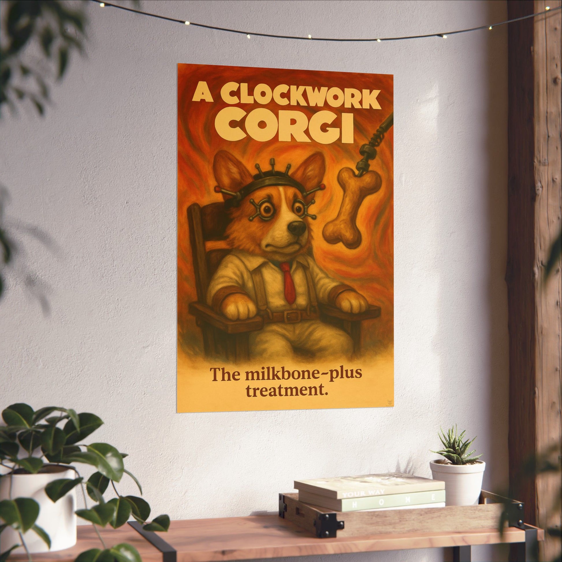 A Clockwork Orange Movie Poster Dog Parody -- A Clockwork Corgi -- Movie Parody Wall Art -- Perfect for Pet and Movie Lovers