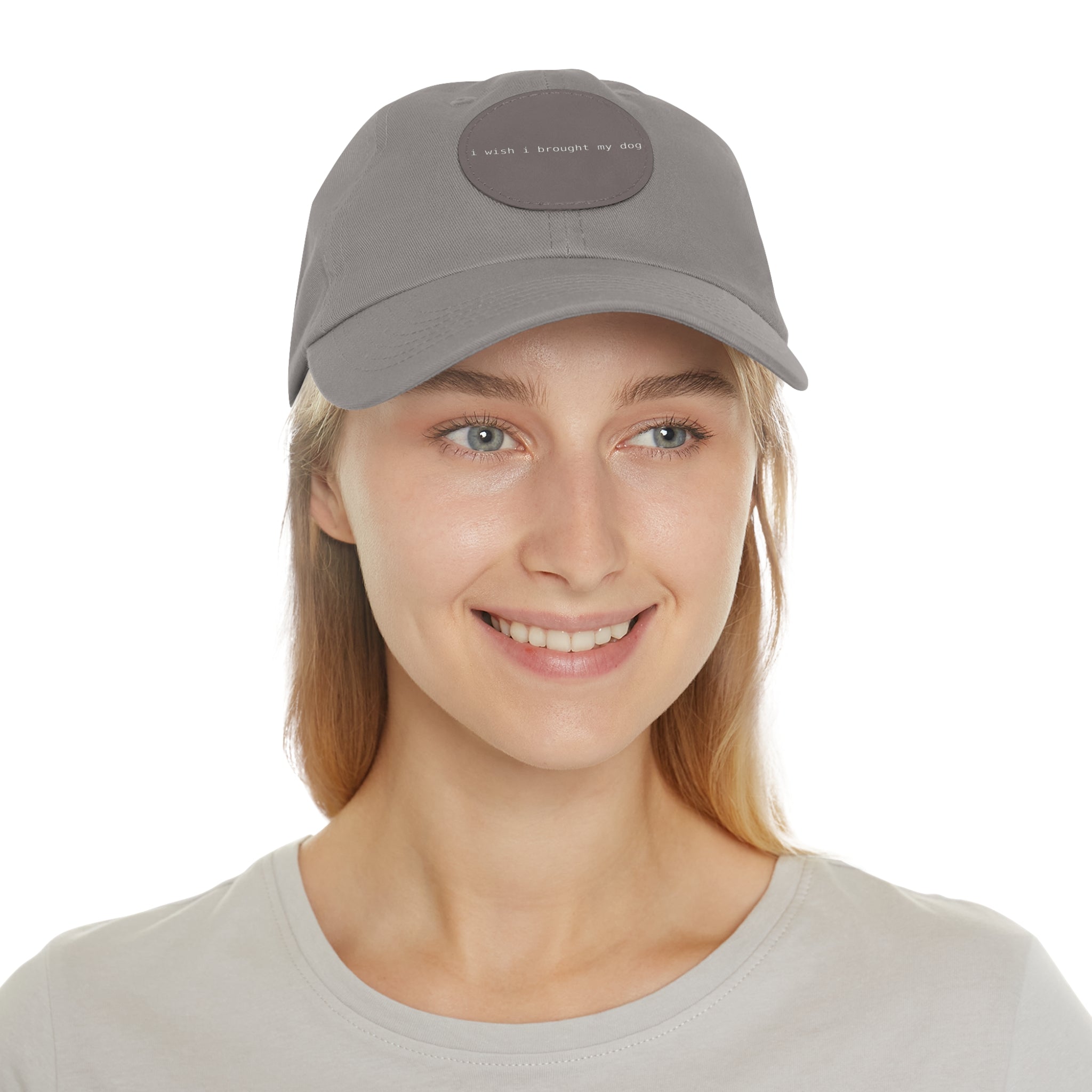 I Wish I Brought My Dog Dad Hat with Leather Patch (Round) -- Funny Hat for Dog Lovers