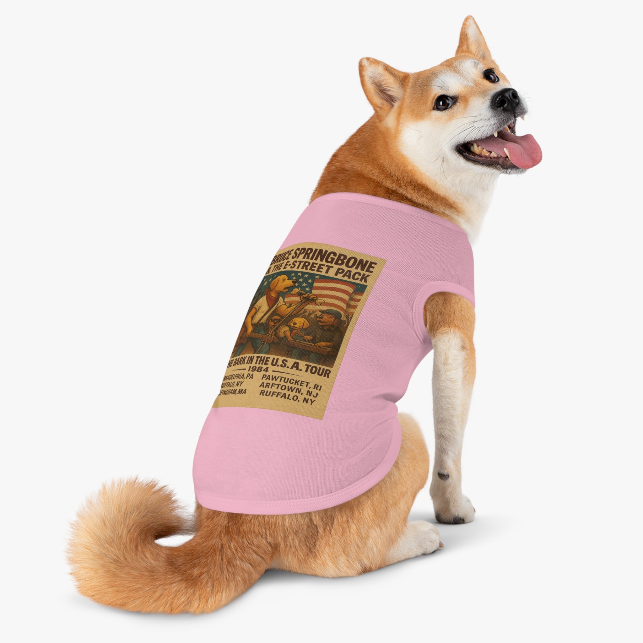 Bruce Springbone Pug Pet Tank Top-- Funny Parody Concert Shirt for Dog Lovers