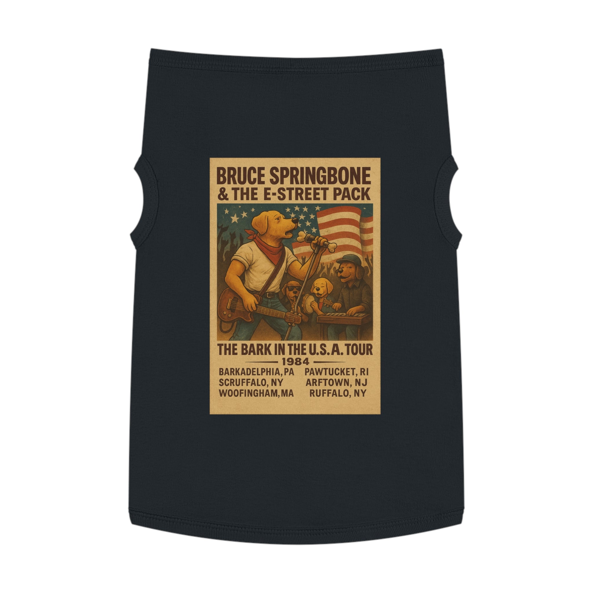 Bruce Springbone Pug Pet Tank Top-- Funny Parody Concert Shirt for Dog Lovers