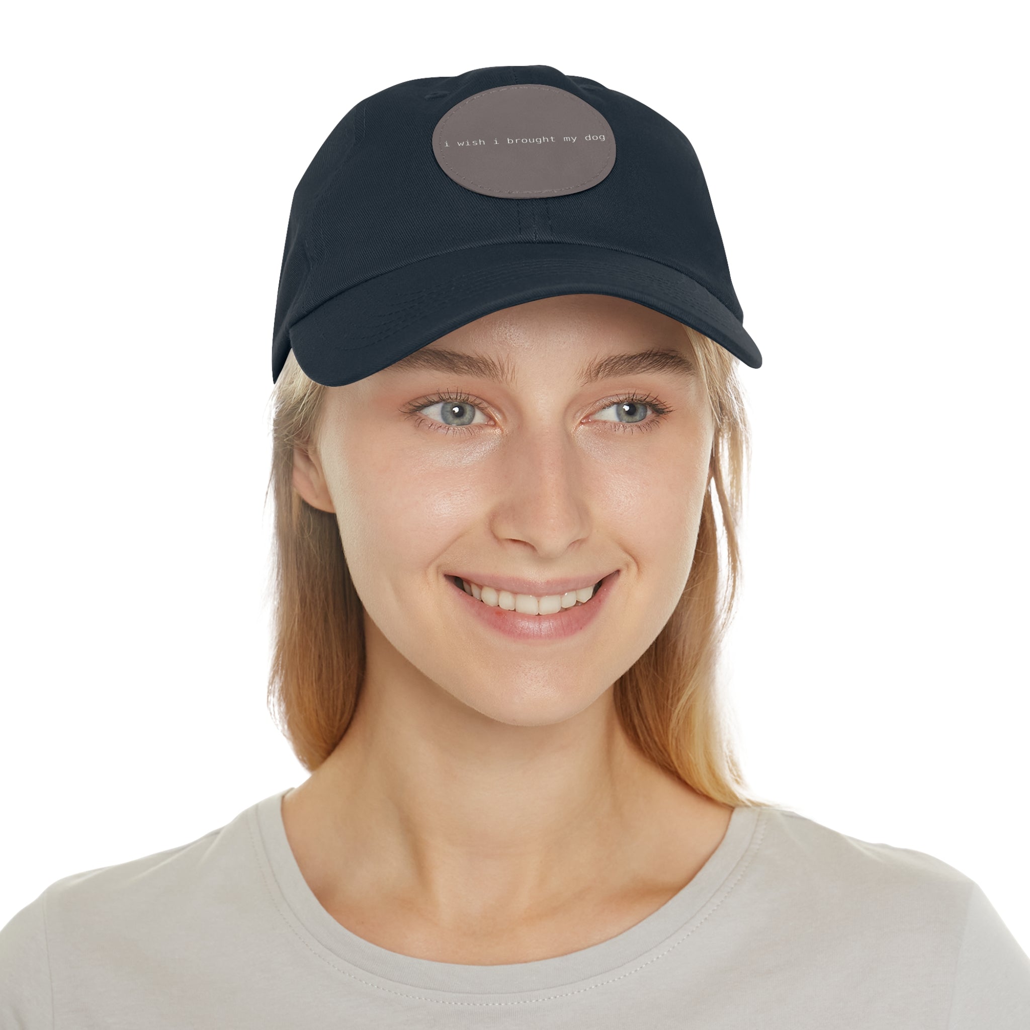I Wish I Brought My Dog Dad Hat with Leather Patch (Round) -- Funny Hat for Dog Lovers