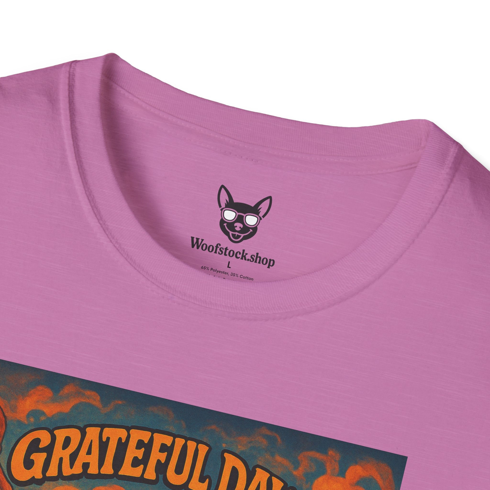 Grateful Dead Concert Poster Dog Parody Unisex Softstyle T-Shirt – Funny Tee for Music and Dog Lovers