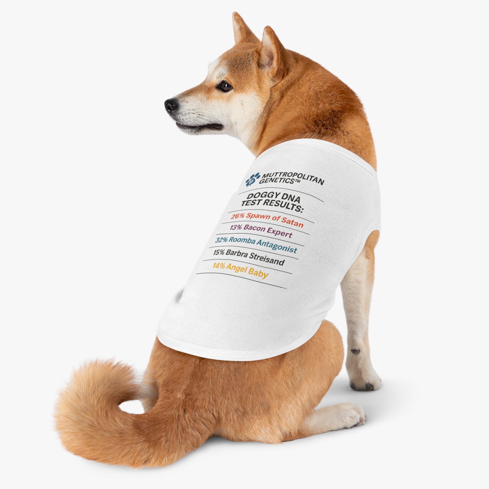 Doggy DNA Test Results Pet Tank Top Version 1 -- Funny Gift For Dogs and Dog Owners