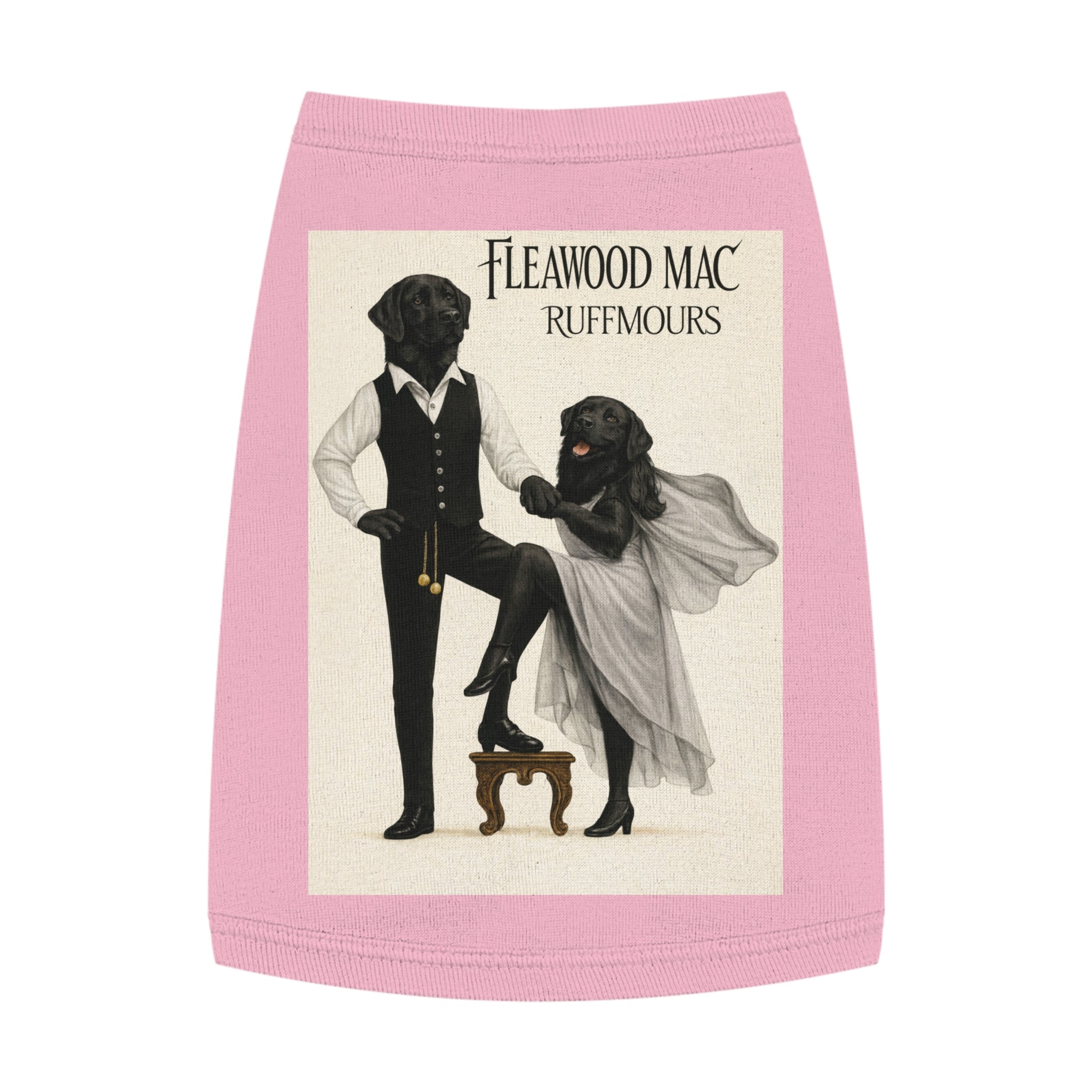 Fleetwoof Mac Ruffmours Pet Tank Top (Black Labs) -- Funny Fleetwood Mac Parody Shirt for Dogs Lovers