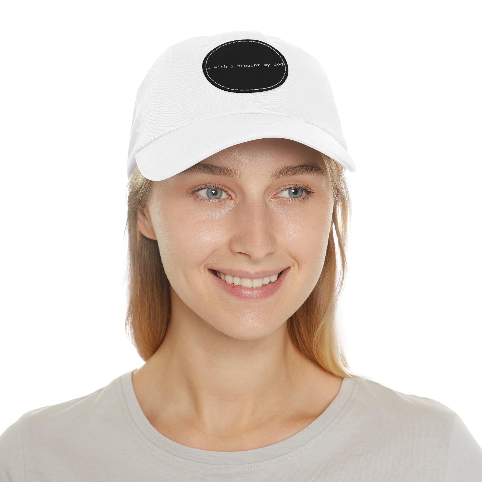 I Wish I Brought My Dog Dad Hat with Leather Patch (Round) -- Funny Hat for Dog Lovers