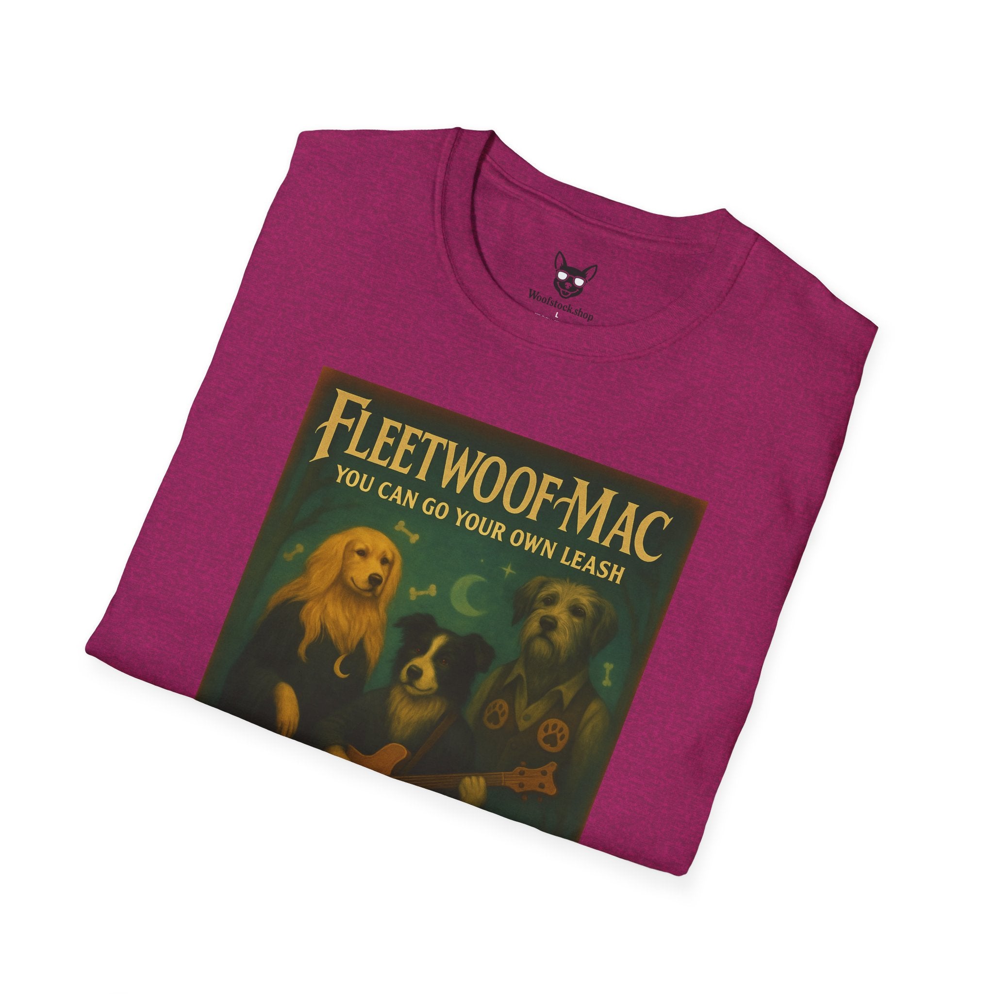 Fleetwood Mac Concert Poster Dog Parody Unisex Softstyle T-Shirt – Funny Tee for Music and Dog Lovers