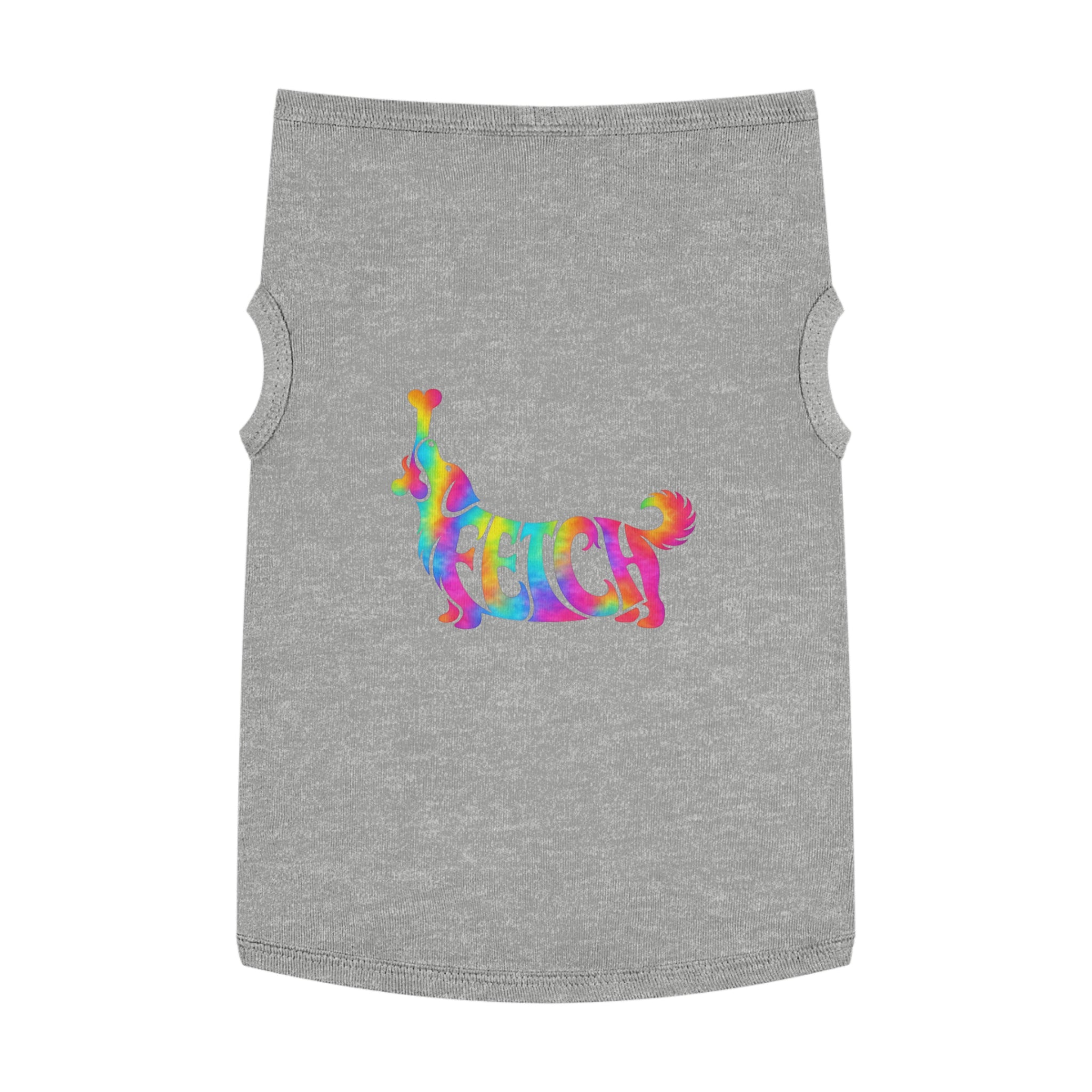 Tie-Dye "FETCH" Dog Tank Top - Colorful Retriever Graphic Pet Shirt