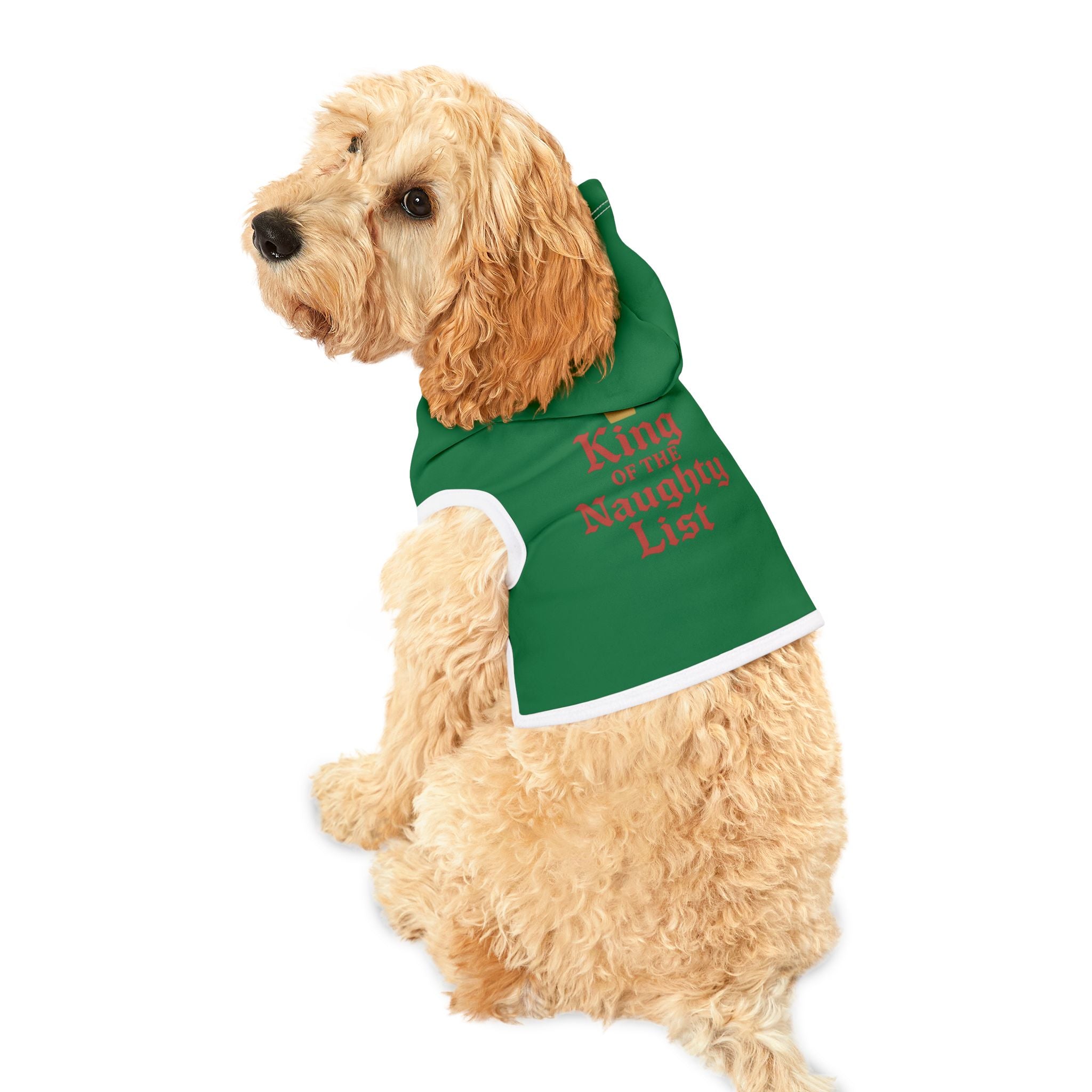 King of the Naughty List Dog Hoodie -- Funny Christmas Dog Apparel
