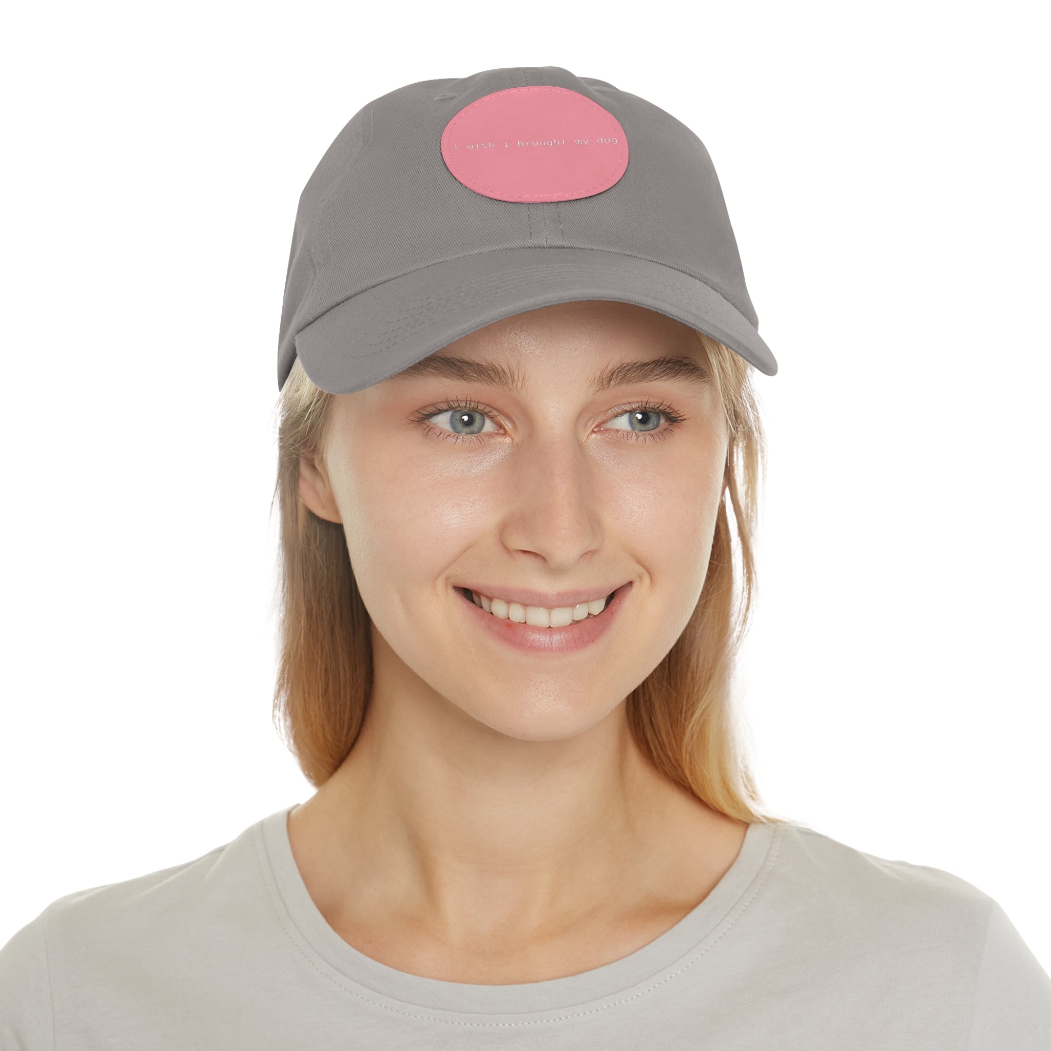 I Wish I Brought My Dog Dad Hat with Leather Patch (Round) -- Funny Hat for Dog Lovers