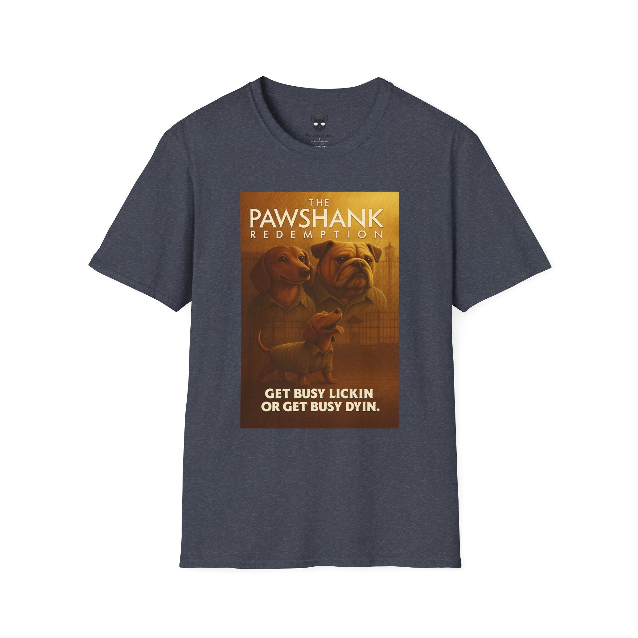 The Shawshank Redemption Movie Poster Dog Parody Unisex Softstyle T-Shirt -- Funny Dog Movie Tee for Film and Dog Lovers