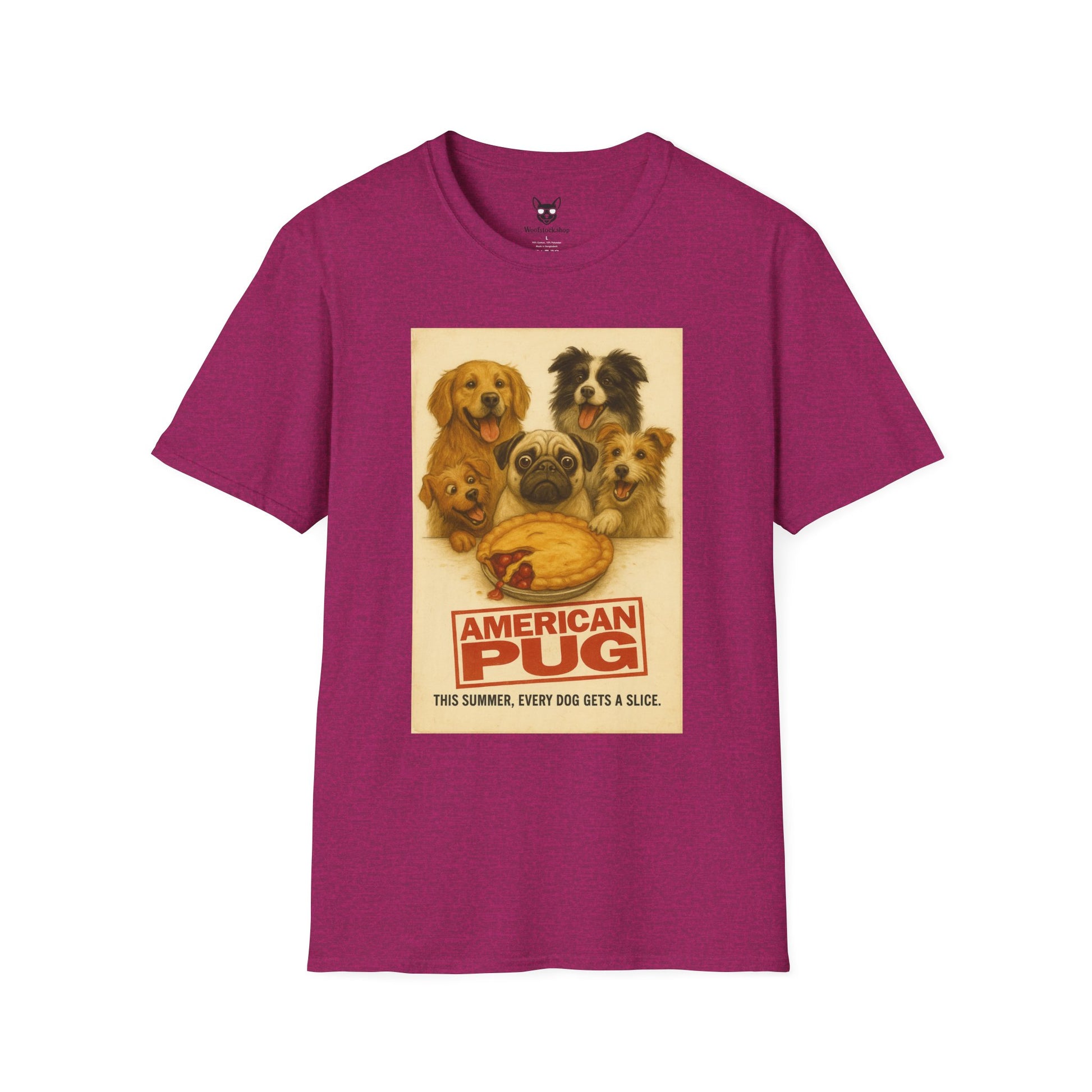 American Pie Movie Poster Dog Parody Unisex Softstyle T-Shirt -- Funny Dog Movie Tee for Film and Dog Lovers
